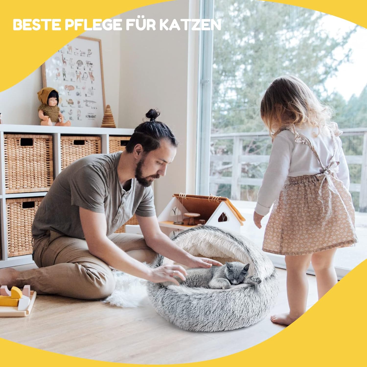 Thumbnail 5 de CATISM Katzenbett Flauschig – Katzenhöhle/Zeltbett halbgeschlossen, waschbare Katzendecke, 50 cm