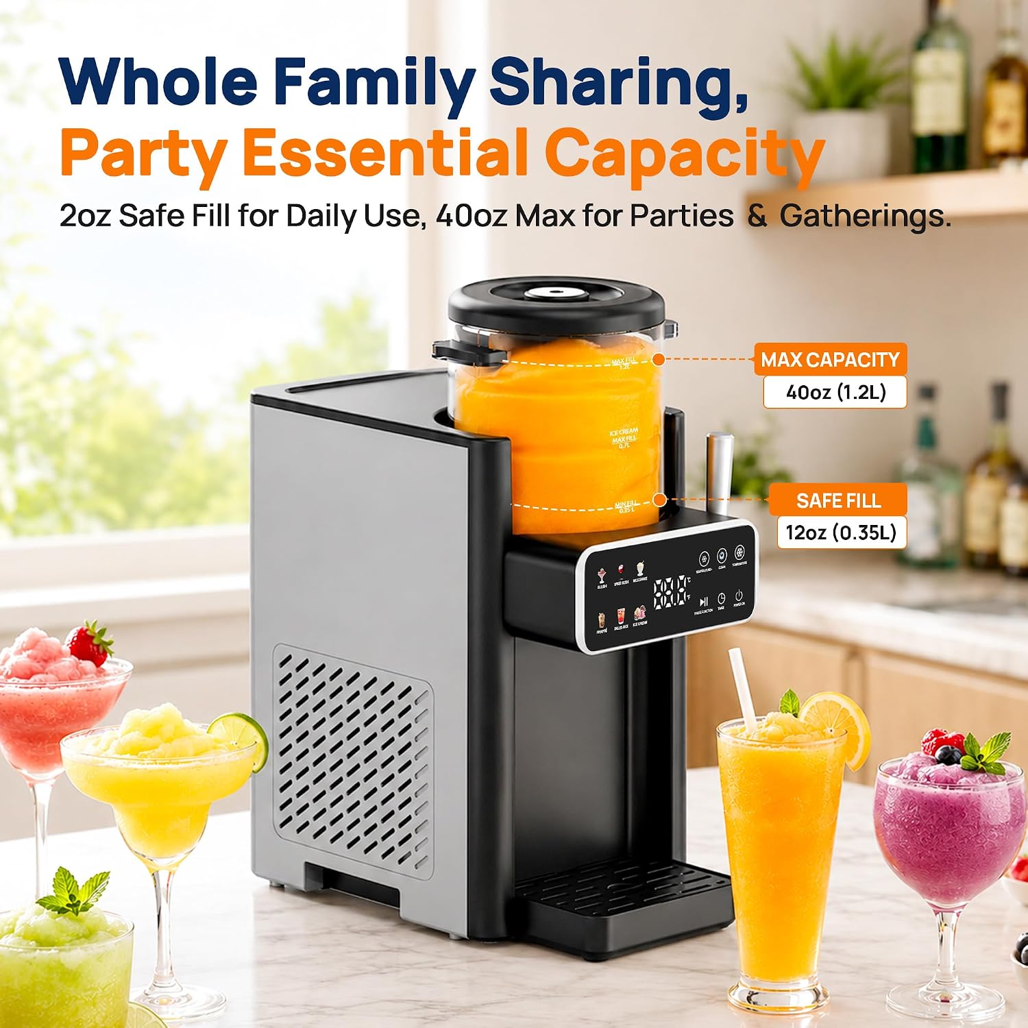 Detalle de SiroSage Slushie Machine for Home – 6 Presets, No Ice Needed, 1.2L Capacity