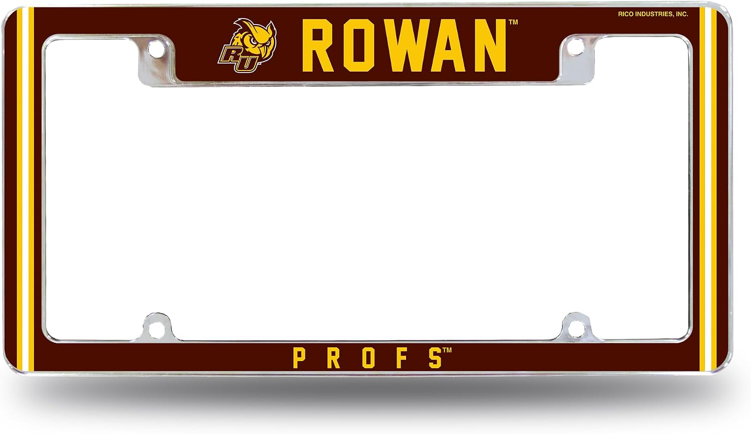 Rico Industries NCAA Standard 12" x 6" Chrome All Over License Plate Frame for Car, Truck, SUV (P-Q-R Schools)
