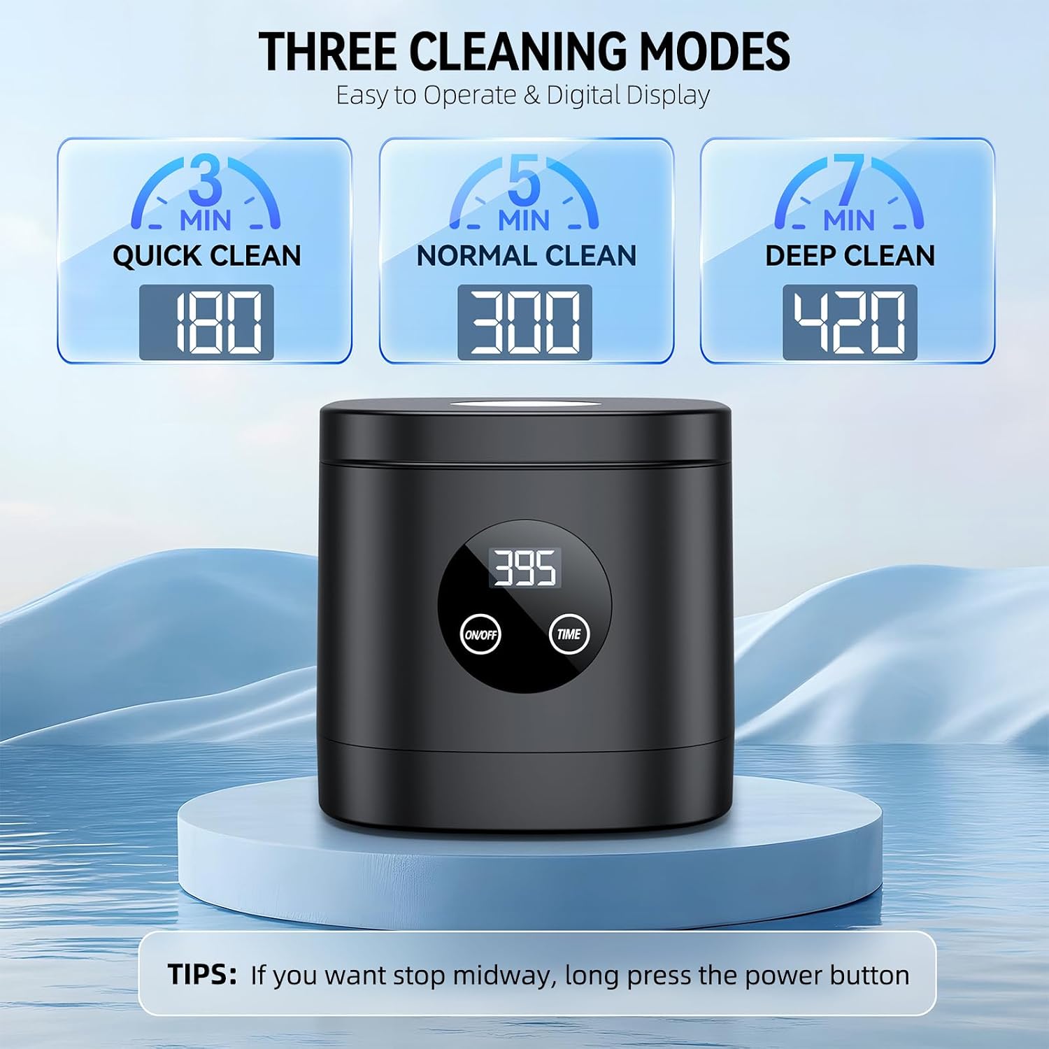 Detalle de COBEEK Ultrasonic Retainer Cleaner Machine, 52kHz 250ml Capacity — Deep Cleaning for Retainers, Braces, and More