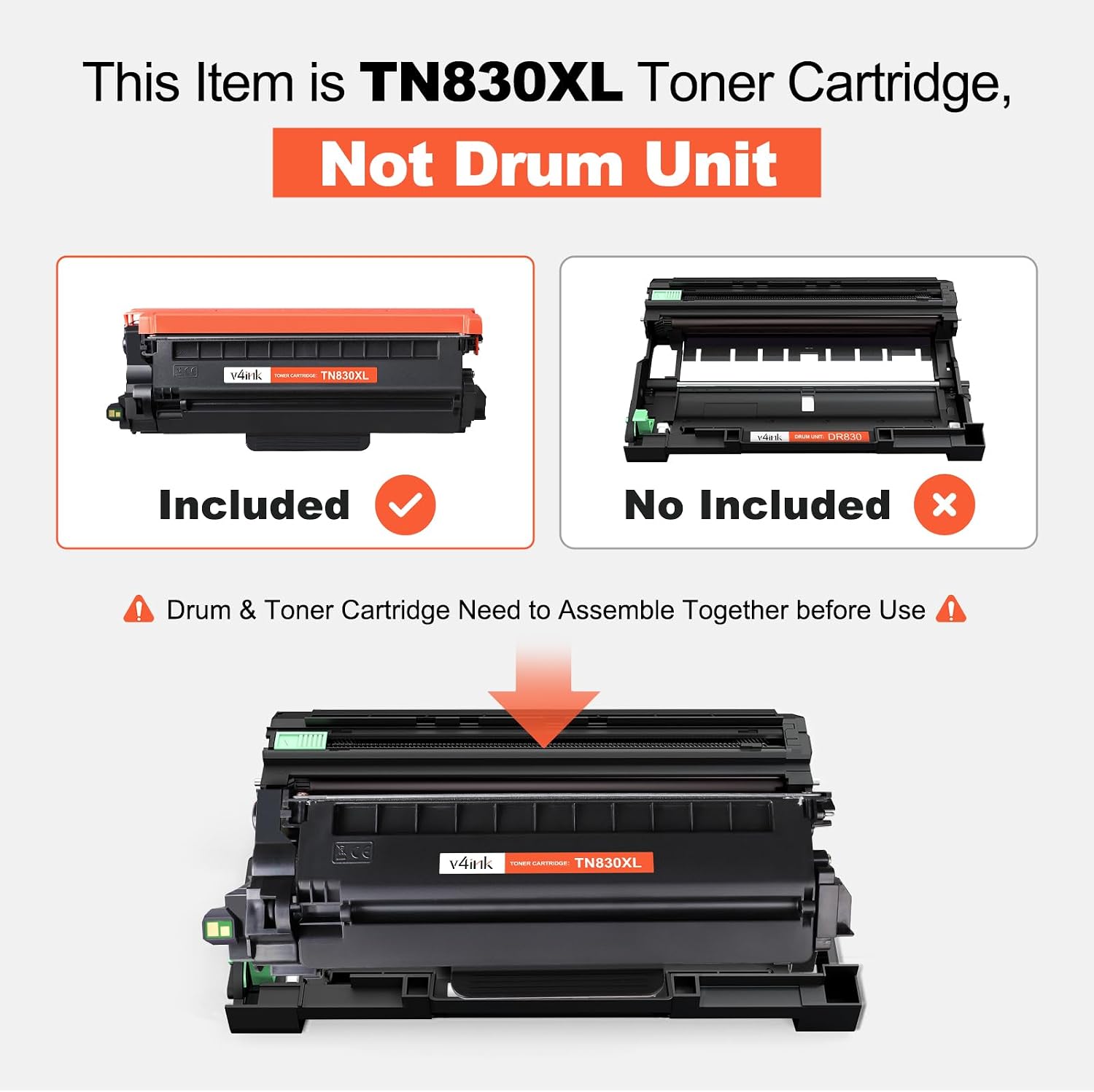 Detalle de v4ink TN830XL4PK TN830XL Black Toner Cartridge 4-Pack with Smart Chip
