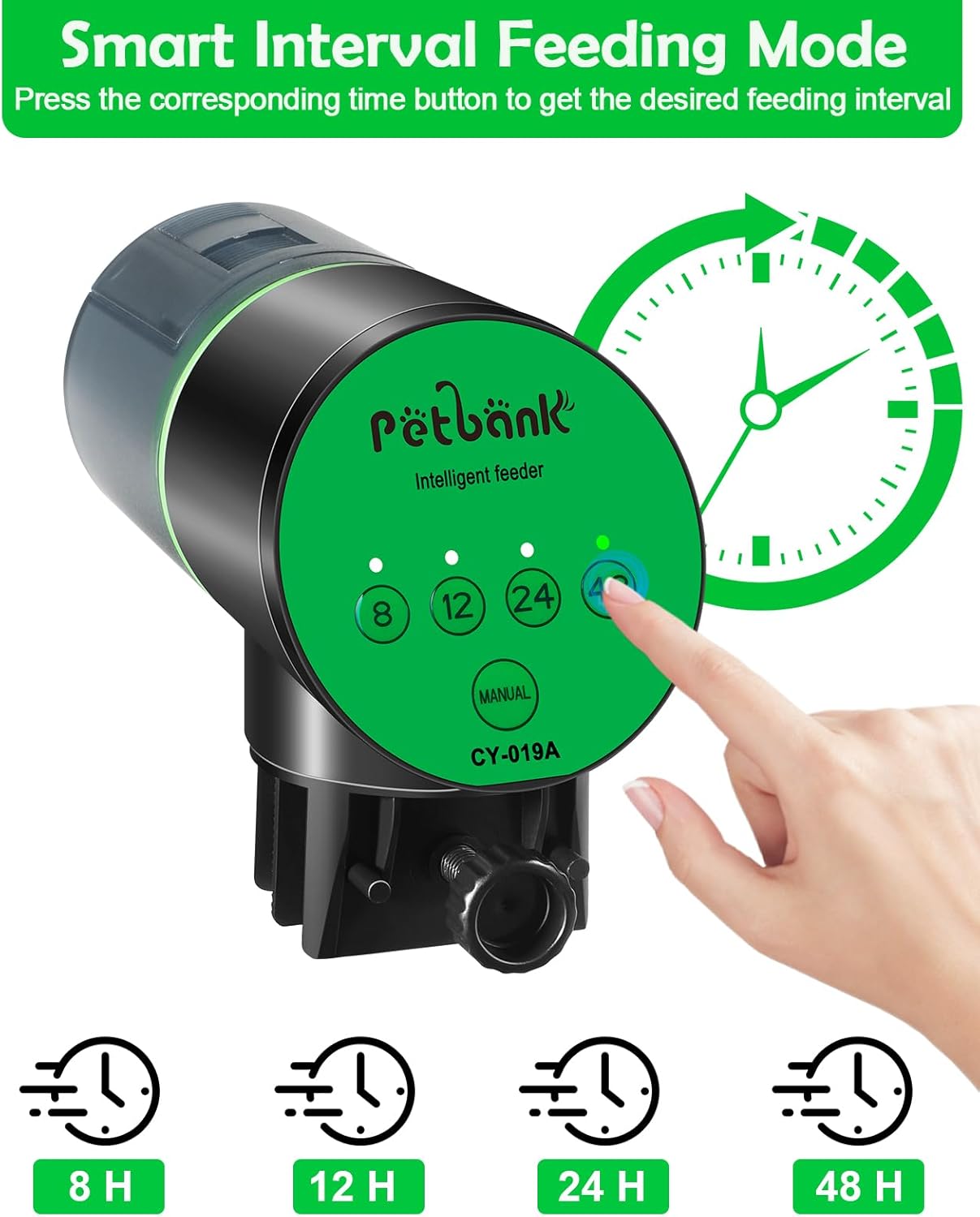 Detalle de Petbank Automatic Fish Feeder for Aquarium – Battery‑Operated, 200ml Capacity with 4 Smart Interval Modes