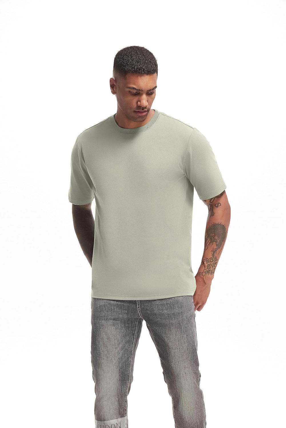 Detalle 2 de VEIISAR Men's Heavyweight 100% Cotton T-Shirt, 250GSM, Garment-Washed