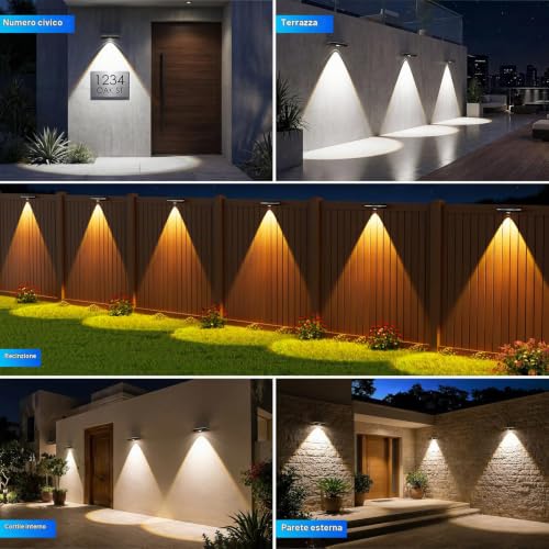 Thumbnail 6 de Giliwosy Luci Solari da Esterno (4 Pezzi) per Giardino con 3 Temperature di Colore, IP65, LED per Recinzione, Scale, Terrazzo e Balcone