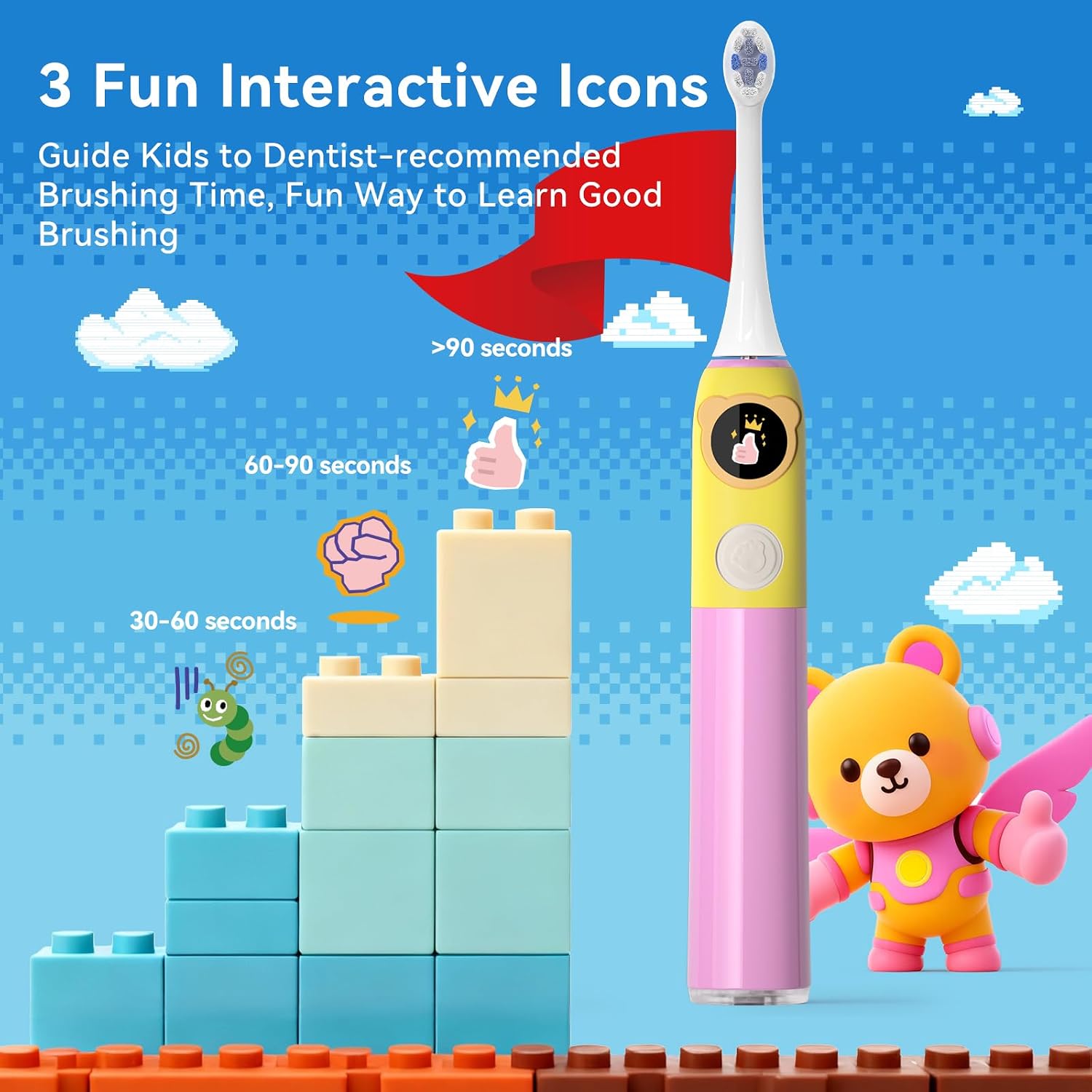 Detalle de SEAGO Kids Electric Toothbrush with 8 Brush Heads