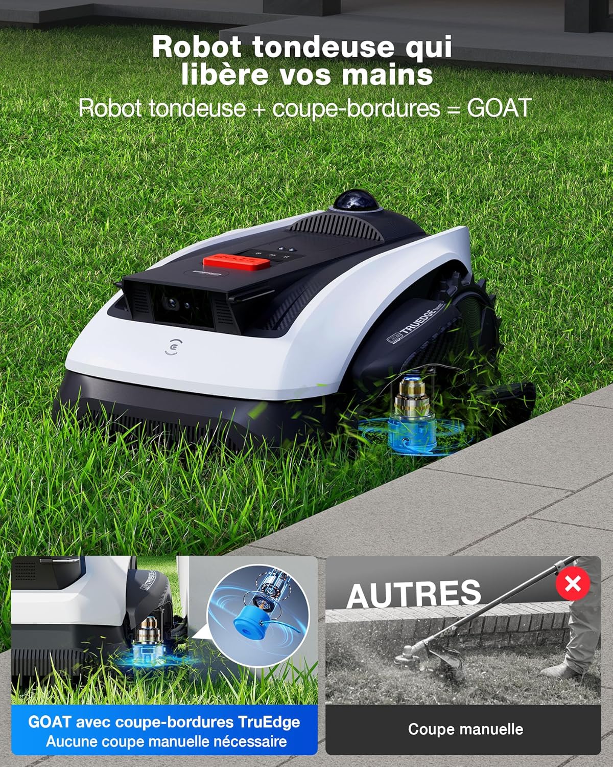 Thumbnail 2 de Ecovacs GOAT O1200 LiDAR Pro Care Kit – Robot tondeuse sans fil avec navigation Dual-LiDAR 360°