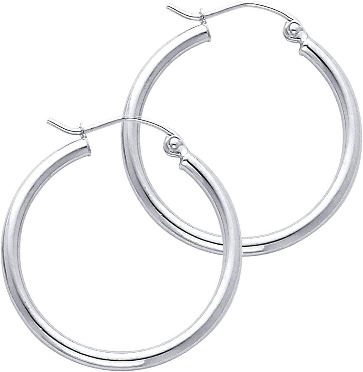 Detalle de Prins Jewels Boucles d'oreilles créoles en or blanc 14 carats 585 – largeur 2 mm, longueur au choix