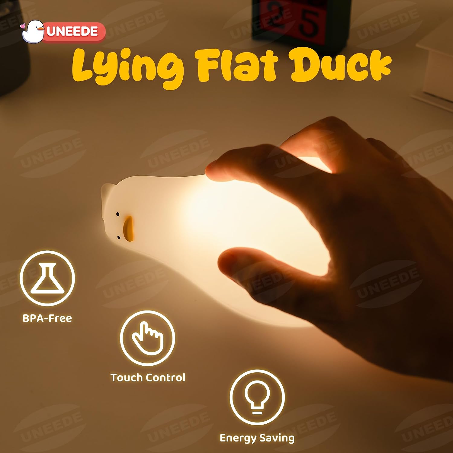 Thumbnail 4 de UNEEDE Lying Benson Duck Rechargeable Silicone Night Light, Dimmable