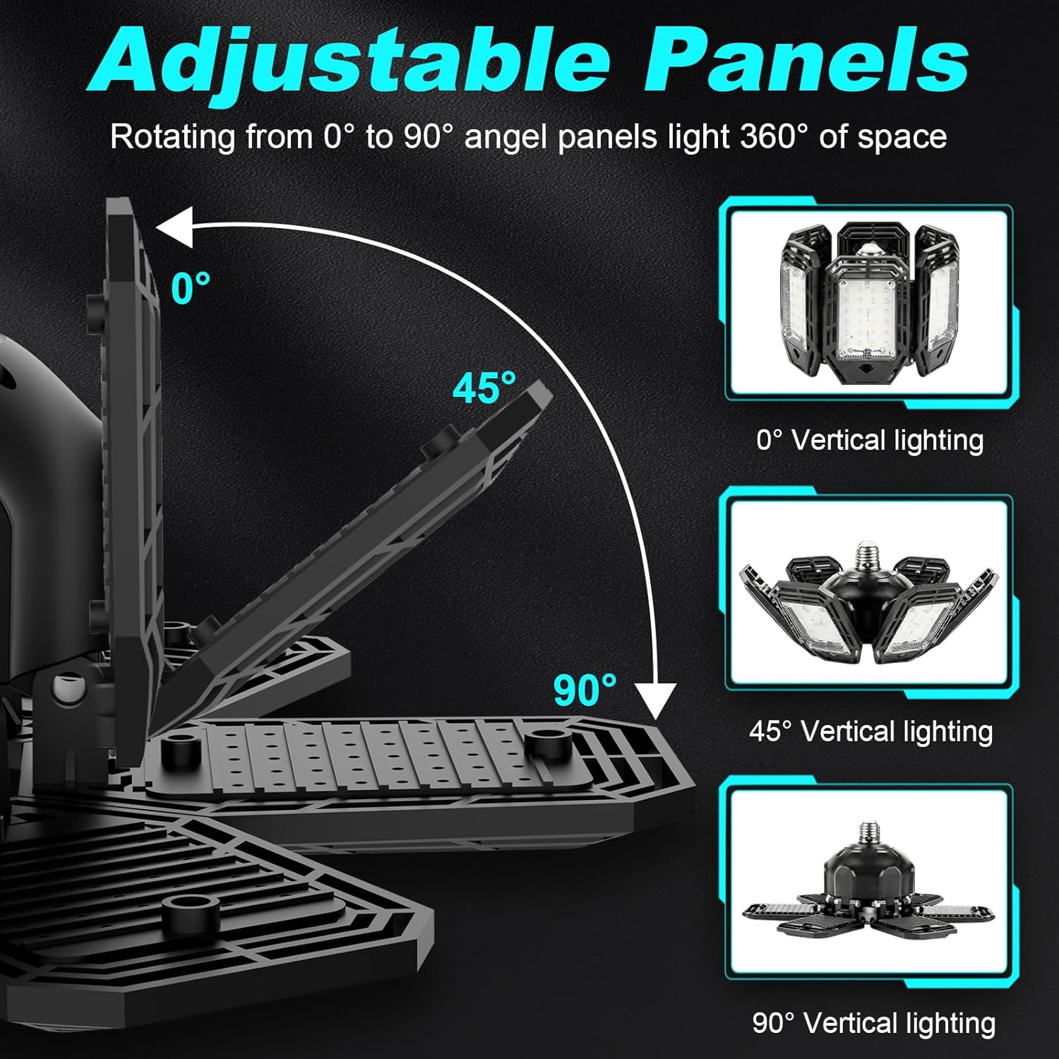Thumbnail 2 de Luyata B085WVH9GP 2-Pack LED Garage Lights, 6 Adjustable Panels, 6500K