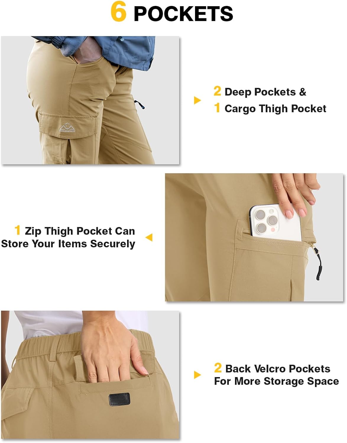 Thumbnail 4 de TBMPOY Women’s Hiking Cargo Pants (Lightweight, Water-Resistant, Quick-Dry) with 6 Pockets