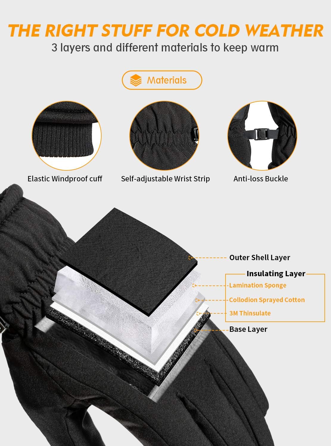 Detalle 2 de TRENDOUX Winter Waterproof Thermal Gloves 3M Thinsulate