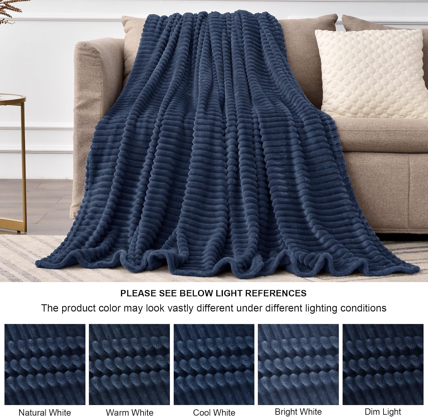 Thumbnail 6 de BEDELITE 50x60 Navy Blue Fleece Throw Blanket 🛋