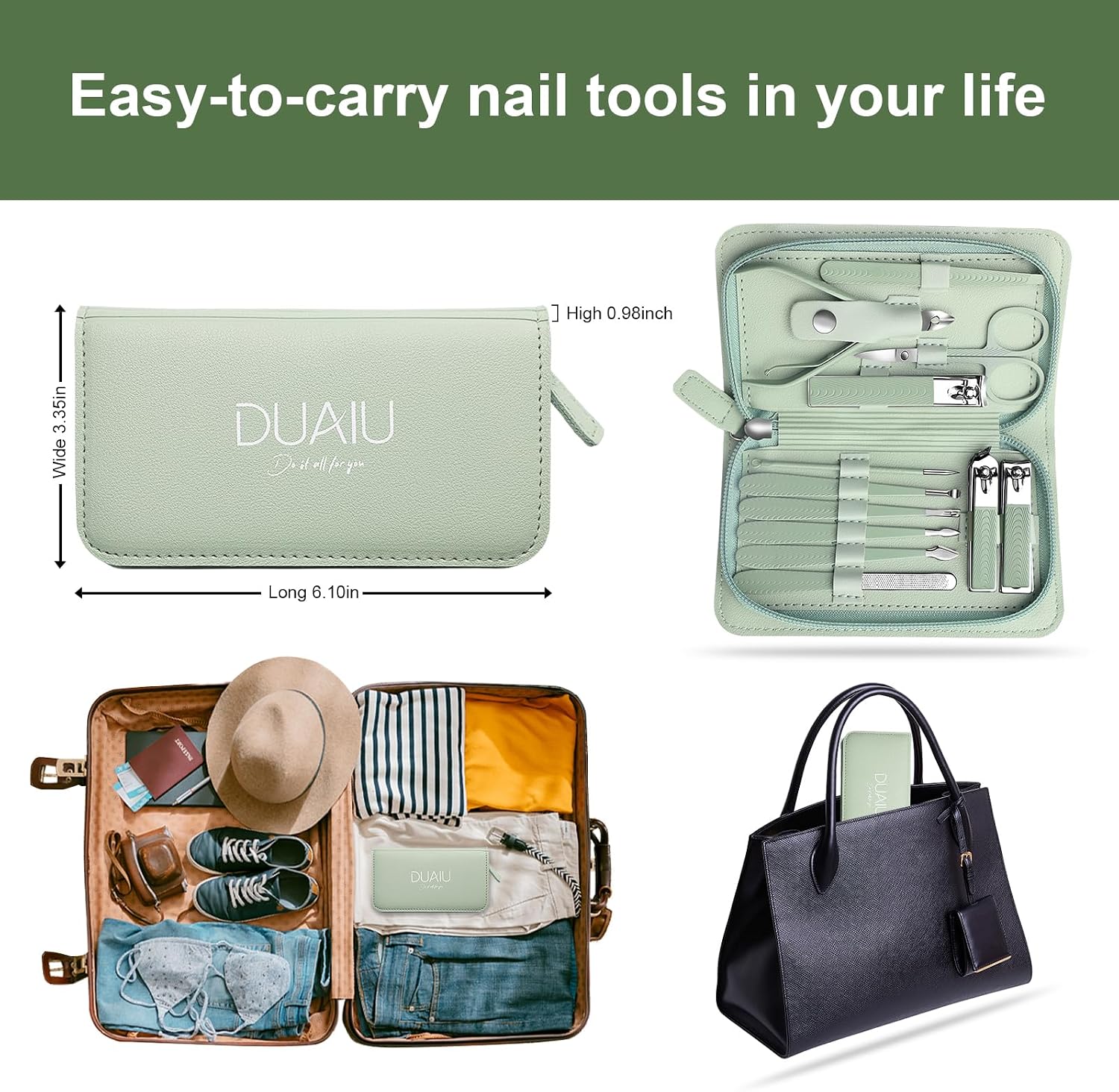 Thumbnail 5 de DUAIU DUAIU12PCS manicureset, 12-delig van roestvrij staal met etui
