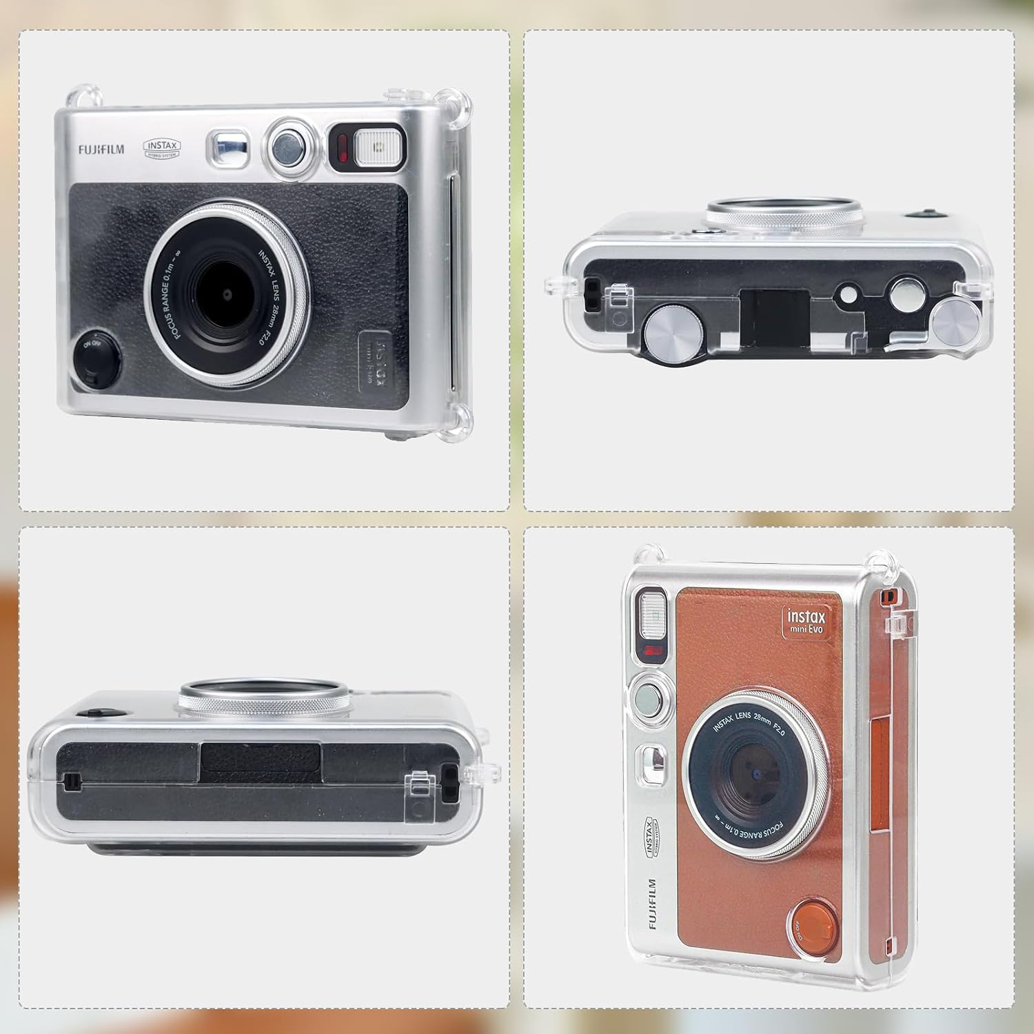 Thumbnail 6 de Clear Protective Case for Fujifilm Instax Mini EVO with Shoulder Strap, 5 Magnetic Photo Frames & 30 Film Border Stickers