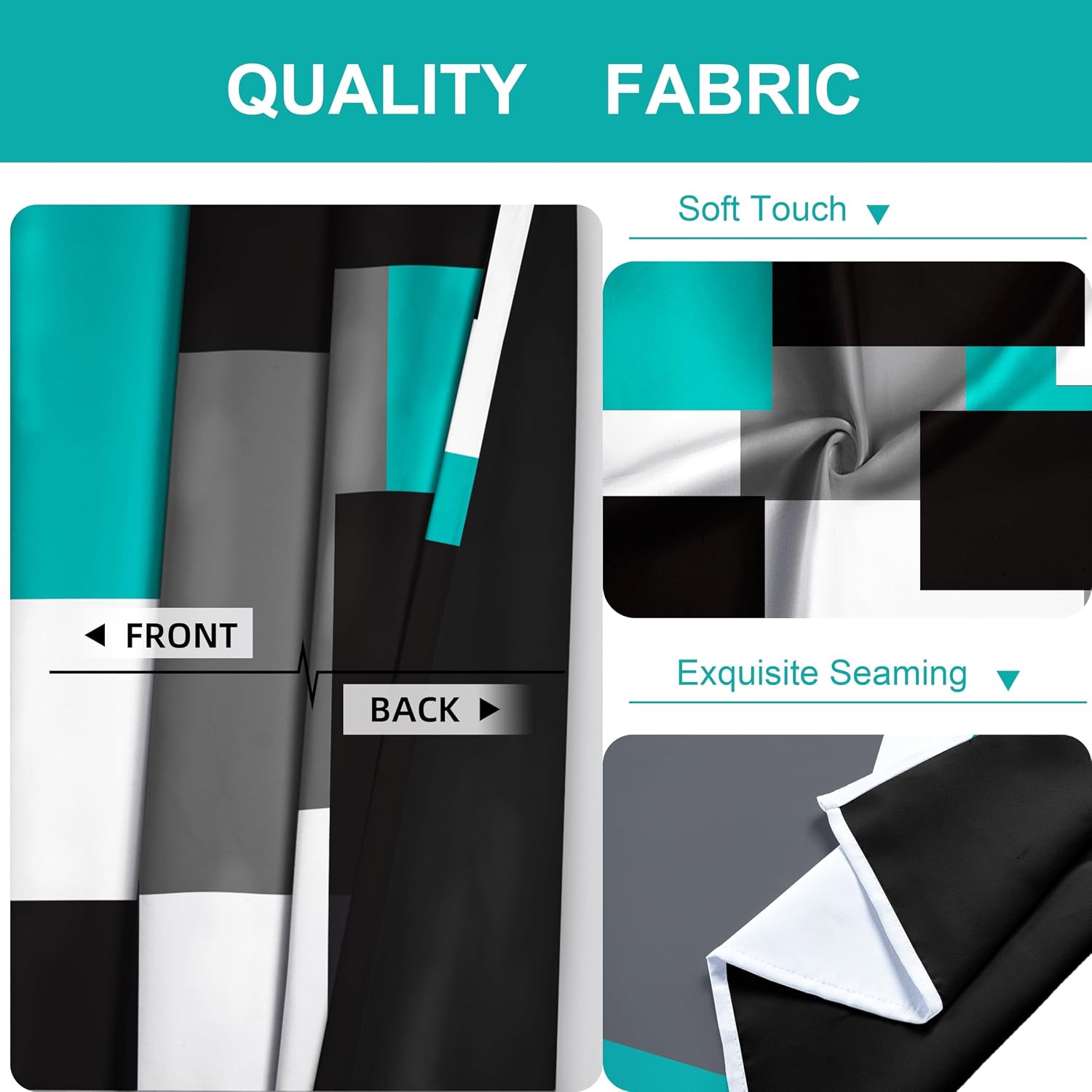 Detalle 2 de Tyrot Teal/Turquoise 100% Blackout Curtains, 52Wx84L (2-Panel Set)