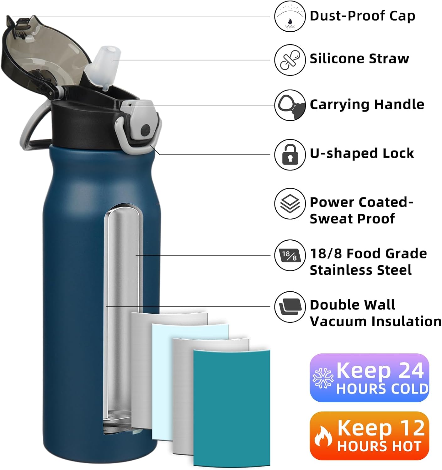 Thumbnail 1 de BJPKPK Insulated Water Bottle 25 oz