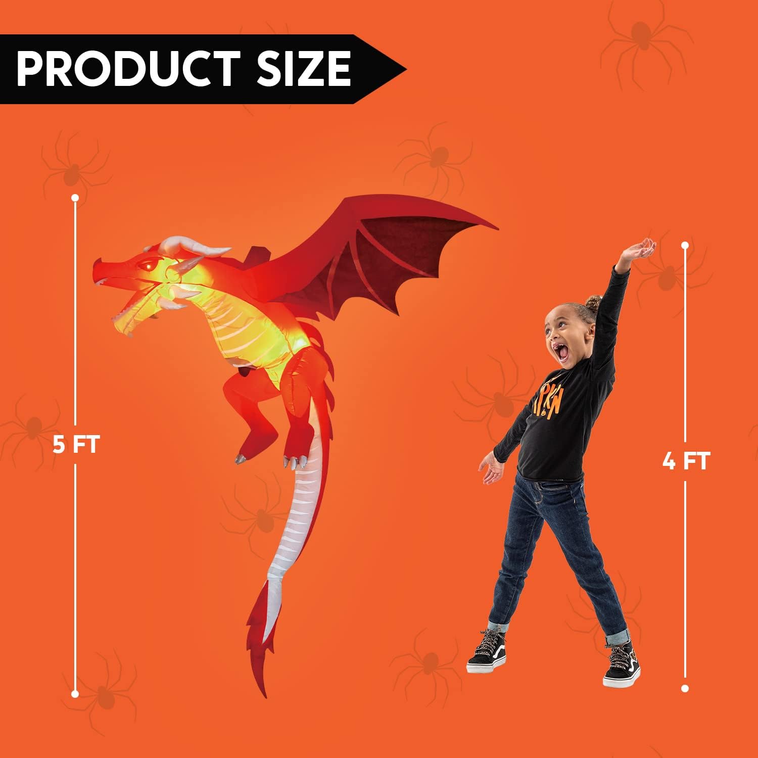 Detalle 1 de Joiedomi SL-3DLED 5-Foot Halloween Inflatable Dragon with White LEDs