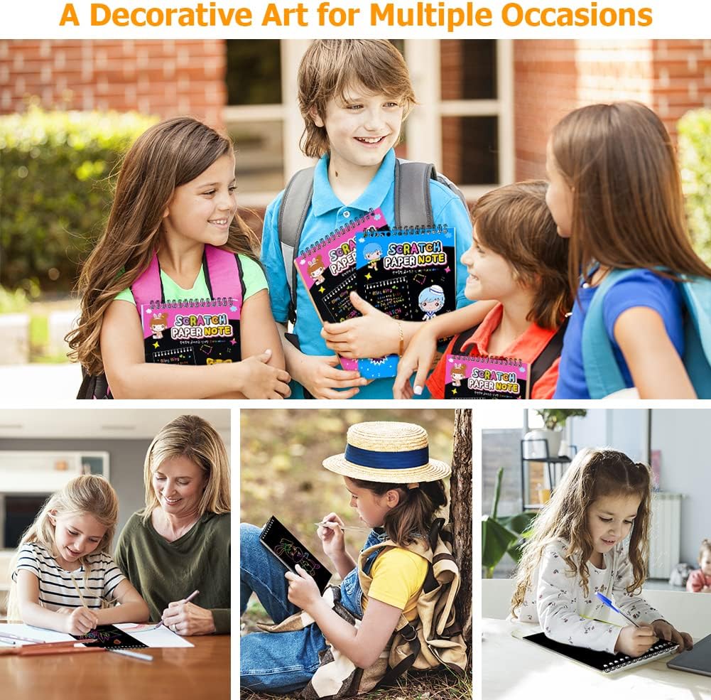 Thumbnail 6 de OFFCUP Carte à Gratter – Kit 2 livres d’art scratch avec 4 gabarits et 4 bâtons en bois