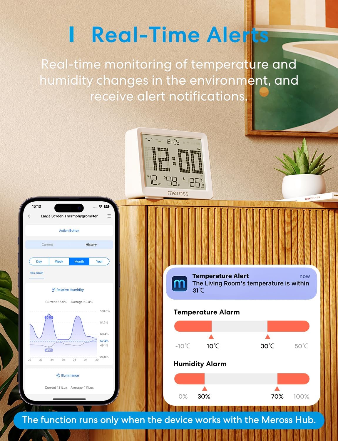 Thumbnail 5 de Meross Igrometro Termometro WiFi per ambiente con display