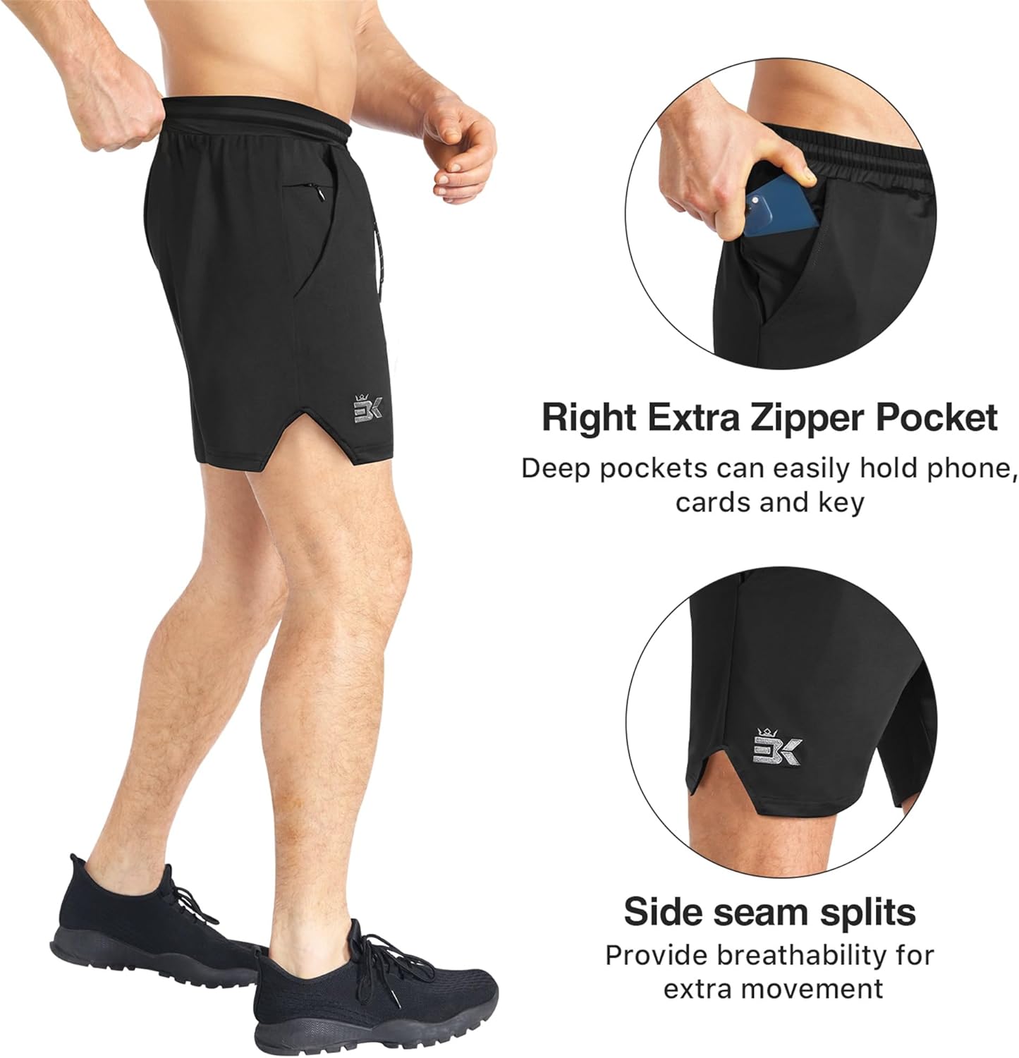 Detalle 2 de BROKIG Men's Lightweight Gym Shorts with Zip Pocket