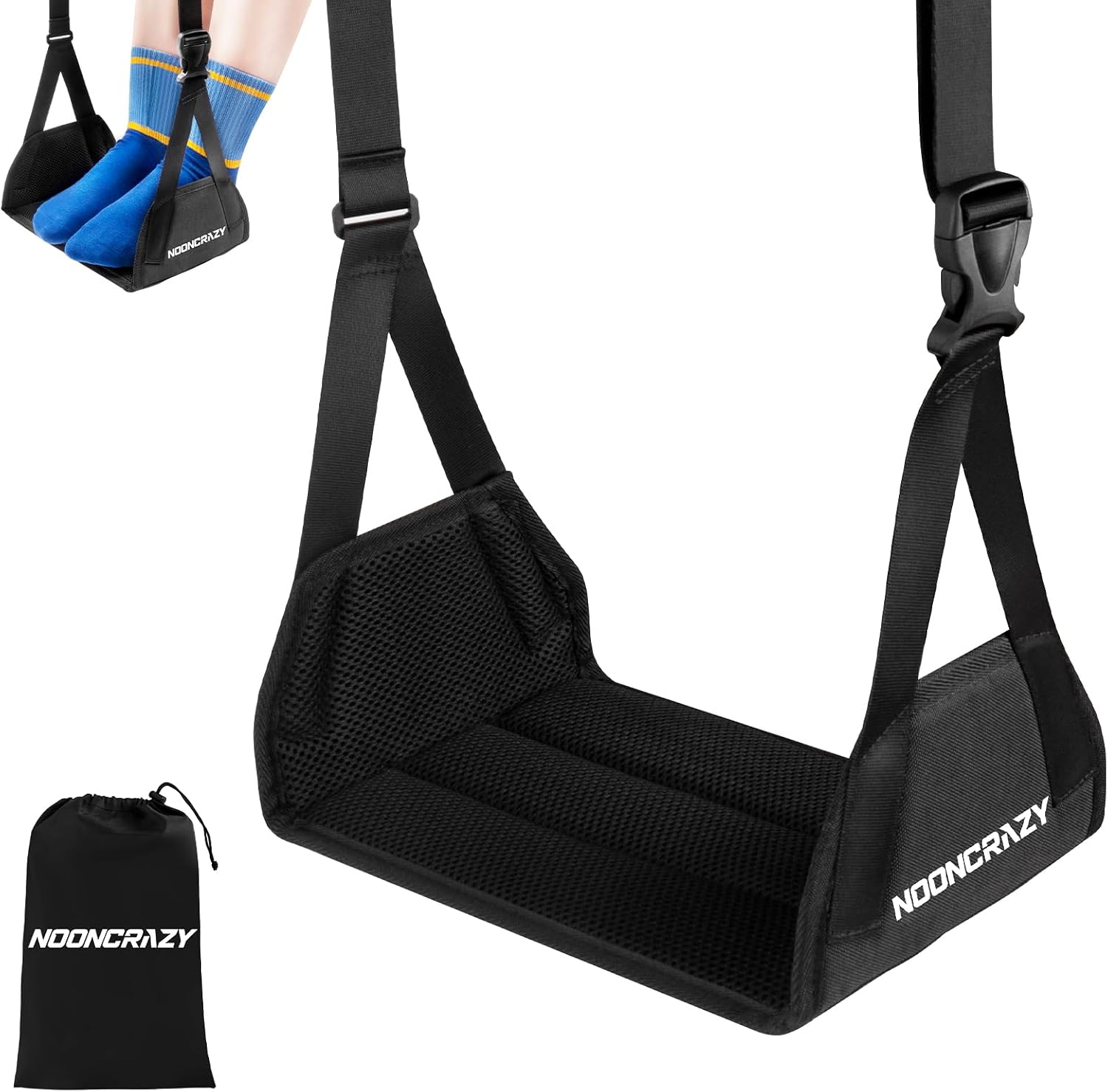 Detalle de NOONCRAZY Air-001 Airplane Foot Hammock with Adjustable Strap and Bamboo Base