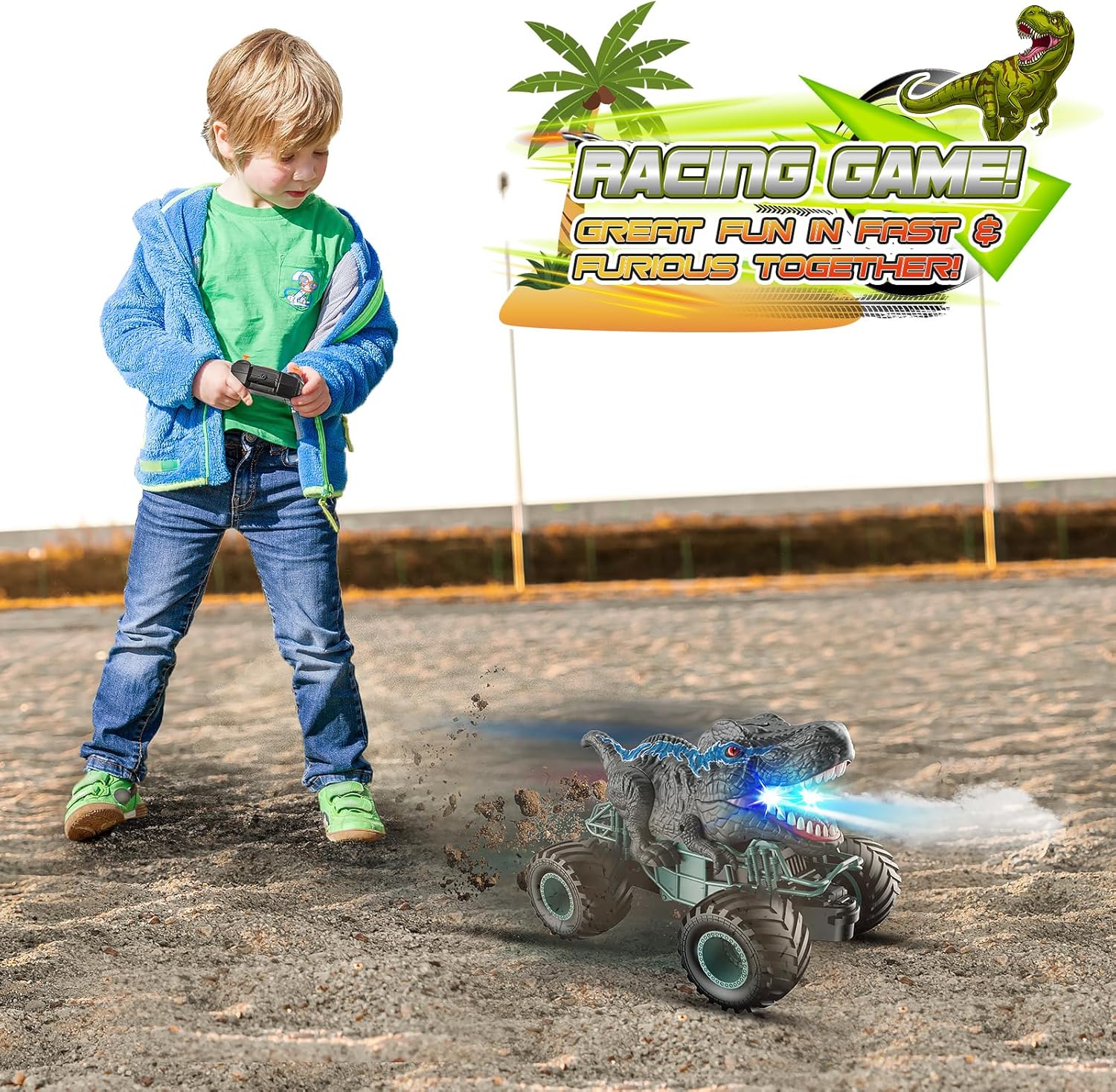 Detalle 1 de HappyGoLucky 1:16 RC Dinosaur Truck 10 KM/H