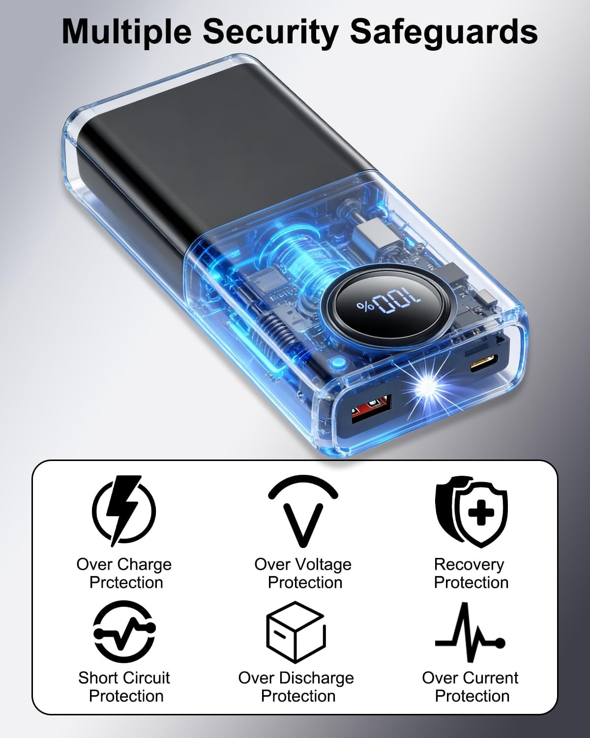 Thumbnail 4 de Batterie Externe 20000mAh avec câbles intégrés et charge rapide 22,5W, power bank 22,5W avec écran LED