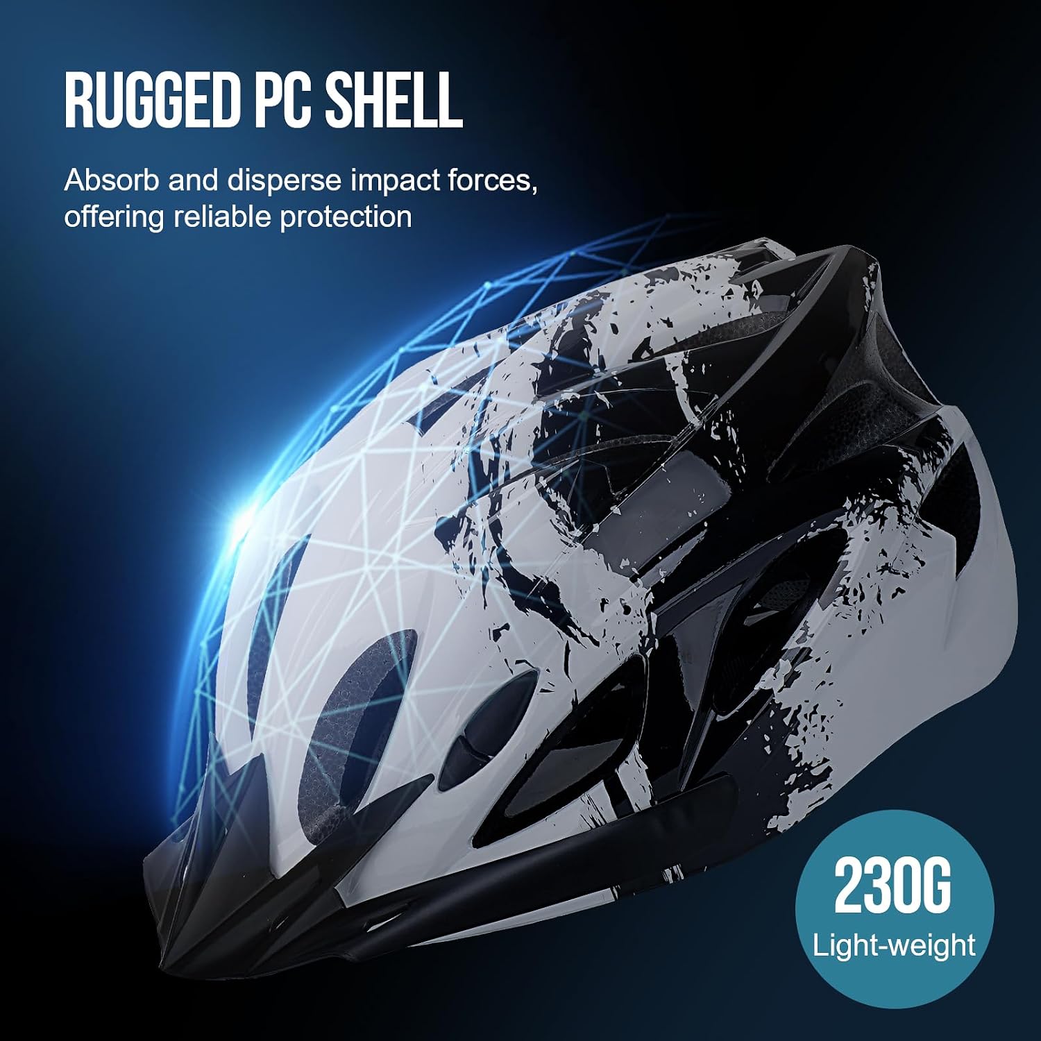 Detalle de Cycle Helmet Adults: Lightweight Bike Helmet with LED Rear Light, 57–62cm