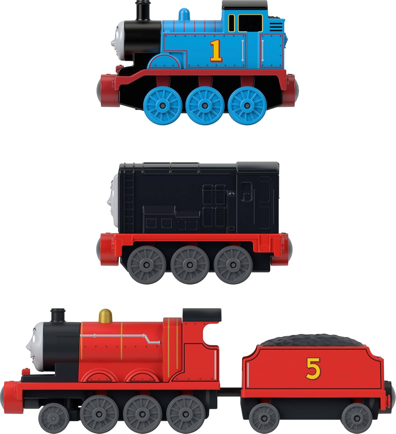 Detalle de THOMAS & FRIENDS JLB74 Thomas, Diesel & James Train Set with Magnetic Connectors