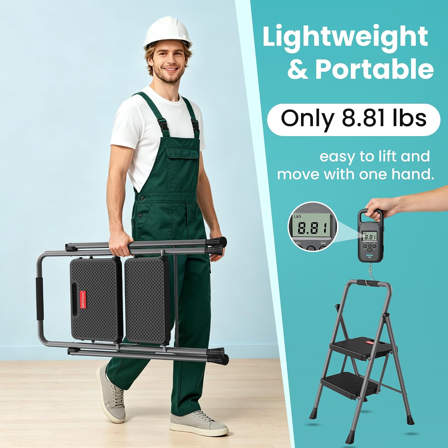 Detalle de HBTower Folding Step Ladder, 300 lb Capacity
