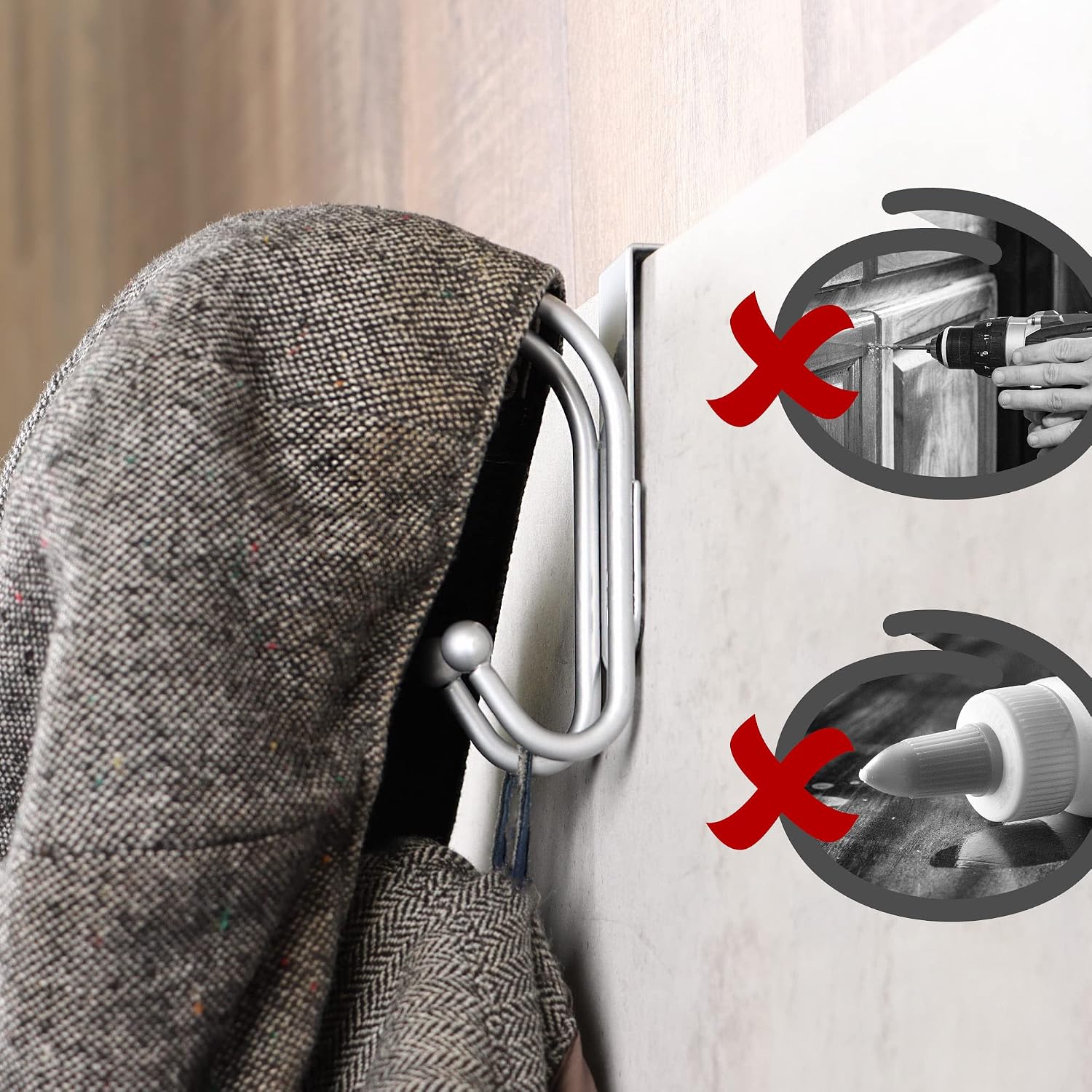 Thumbnail 1 de com-four® 8x Ganci per Porte – Ganci Appendiabiti Doppi con Protezione in Schiuma per Ante di Camere e Armadi