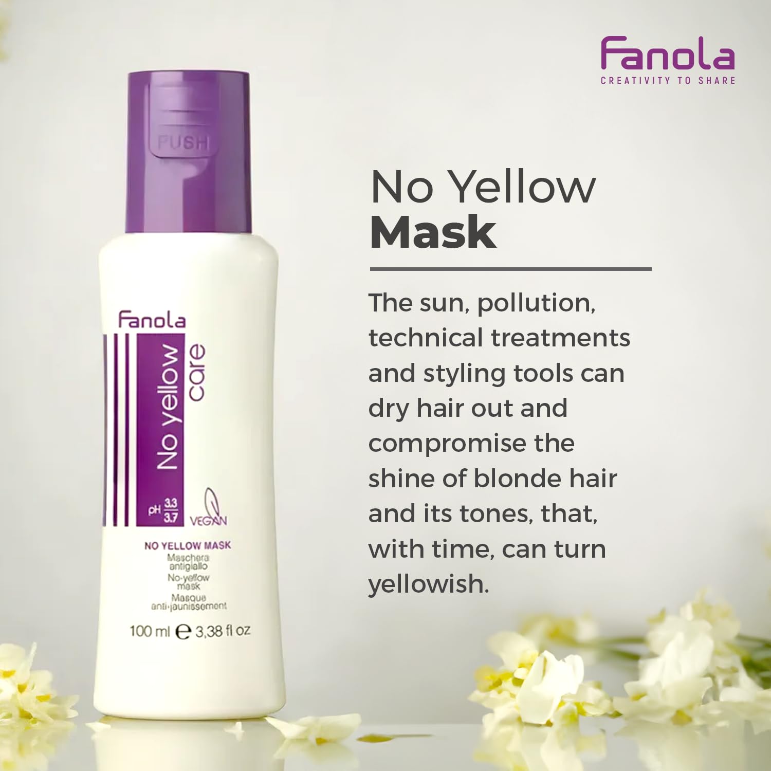 Detalle de Fanola No Yellow Maske Banane 100 ml – Neutralisiert Gelbstich und macht Haar weich