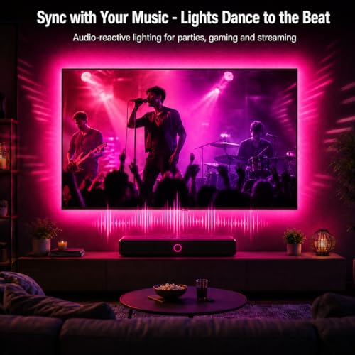 Detalle de shalaker LED TV Lights 5M USB Strip for 45-75 Inch Screens with Bluetooth, Music Sync and Remote
