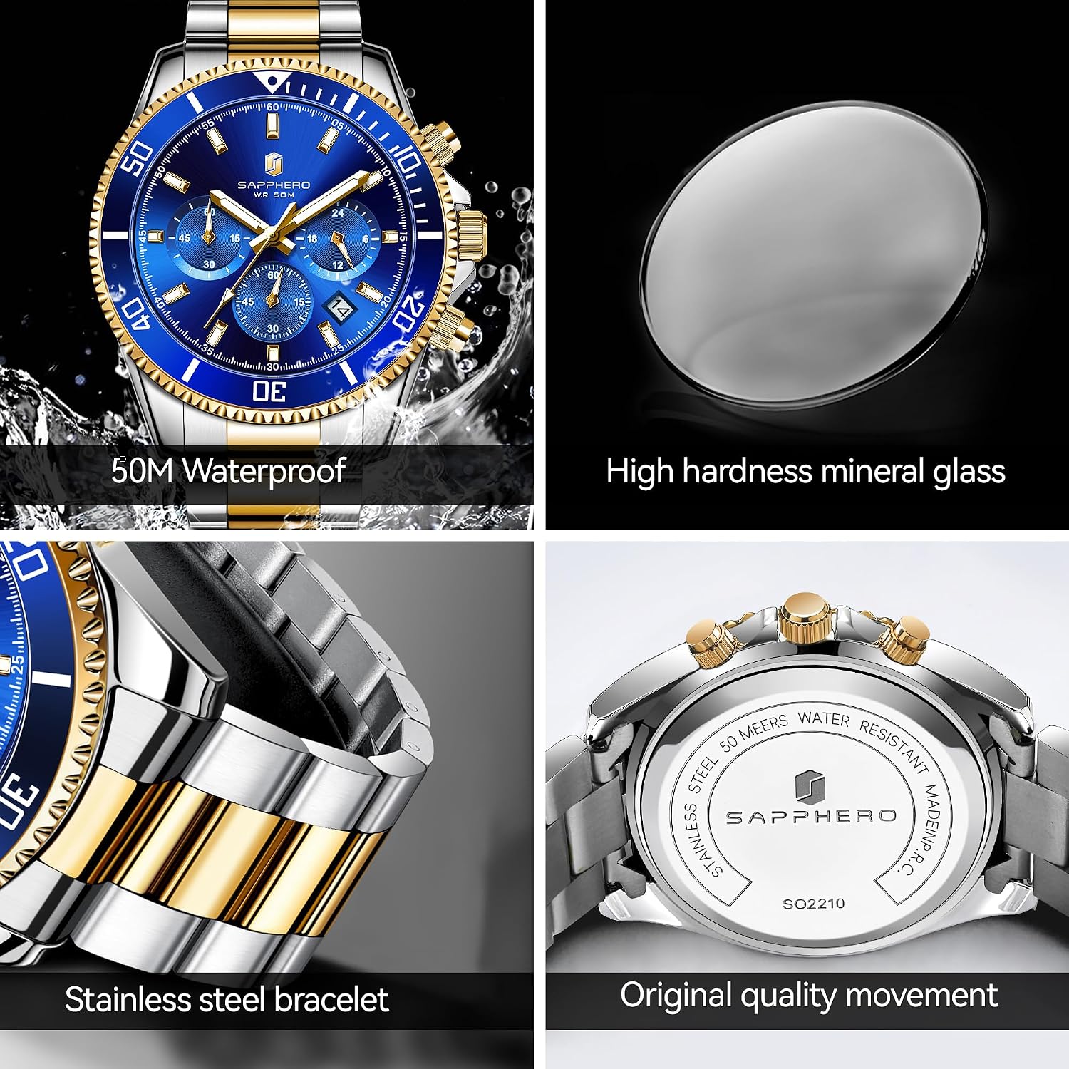 Thumbnail 3 de SAPPHERO Reloj hombre cronógrafo 42 mm