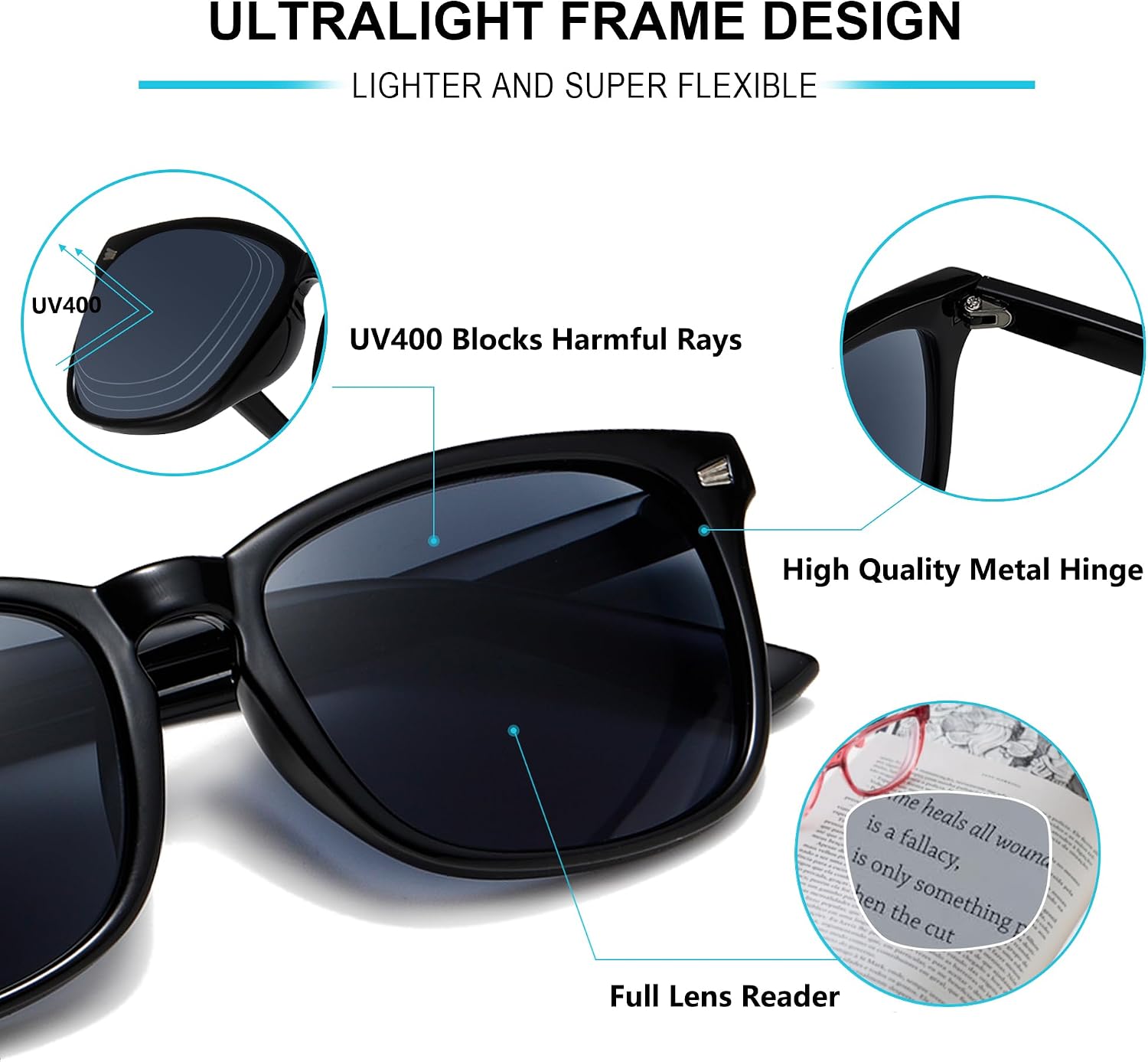 Thumbnail 2 de Fsread 3 Pack Reading Sunglasses: UV400 Protection, Wide Reading Zone, Classic Frames