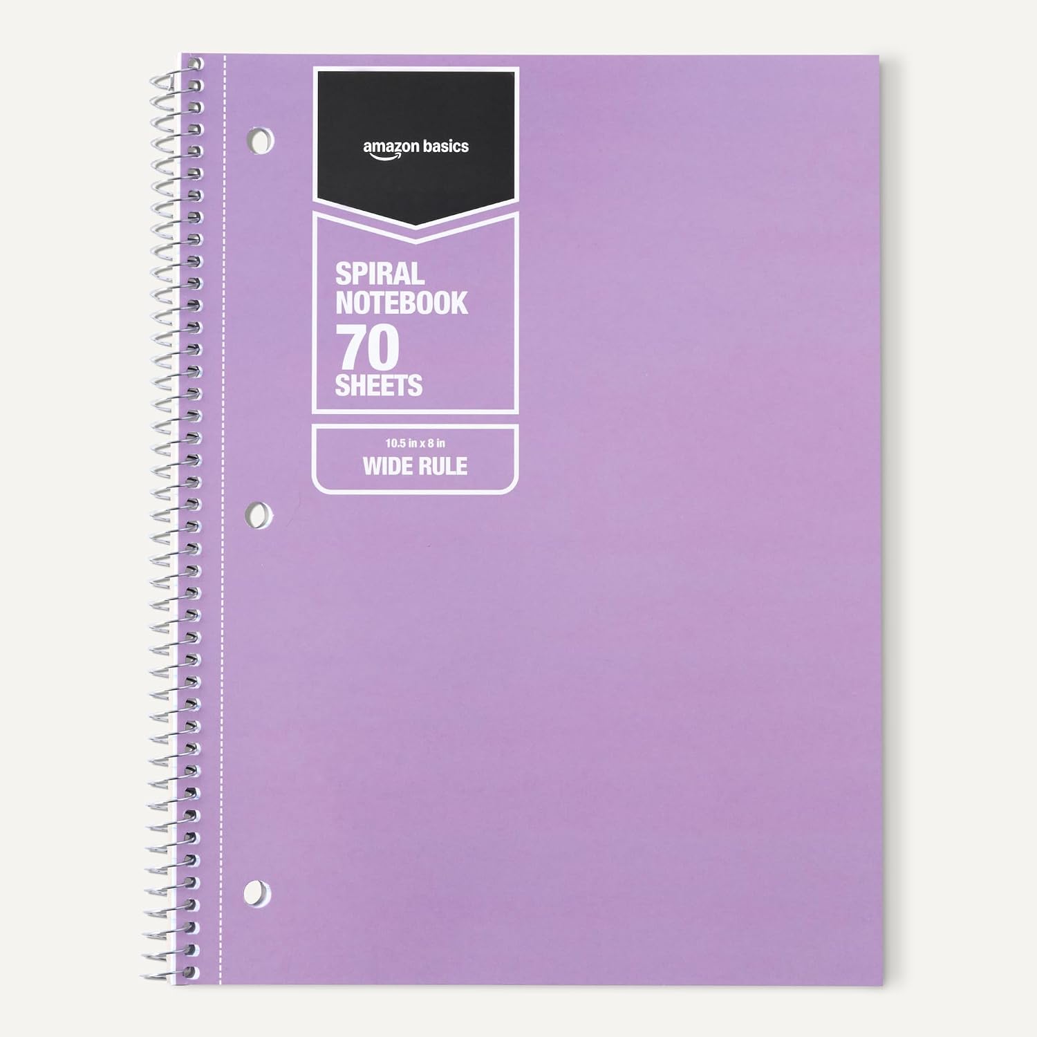 Detalle de Amazon Basics Wide-ruled Spiral Notebook, 70 Sheets, 8 x 10.5 inches, 5-Pack (Pastel Colors)