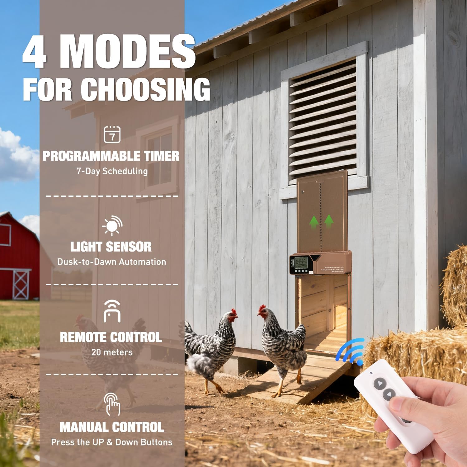 Detalle 2 de Fophop automatic chicken coop door, 4000mAh battery