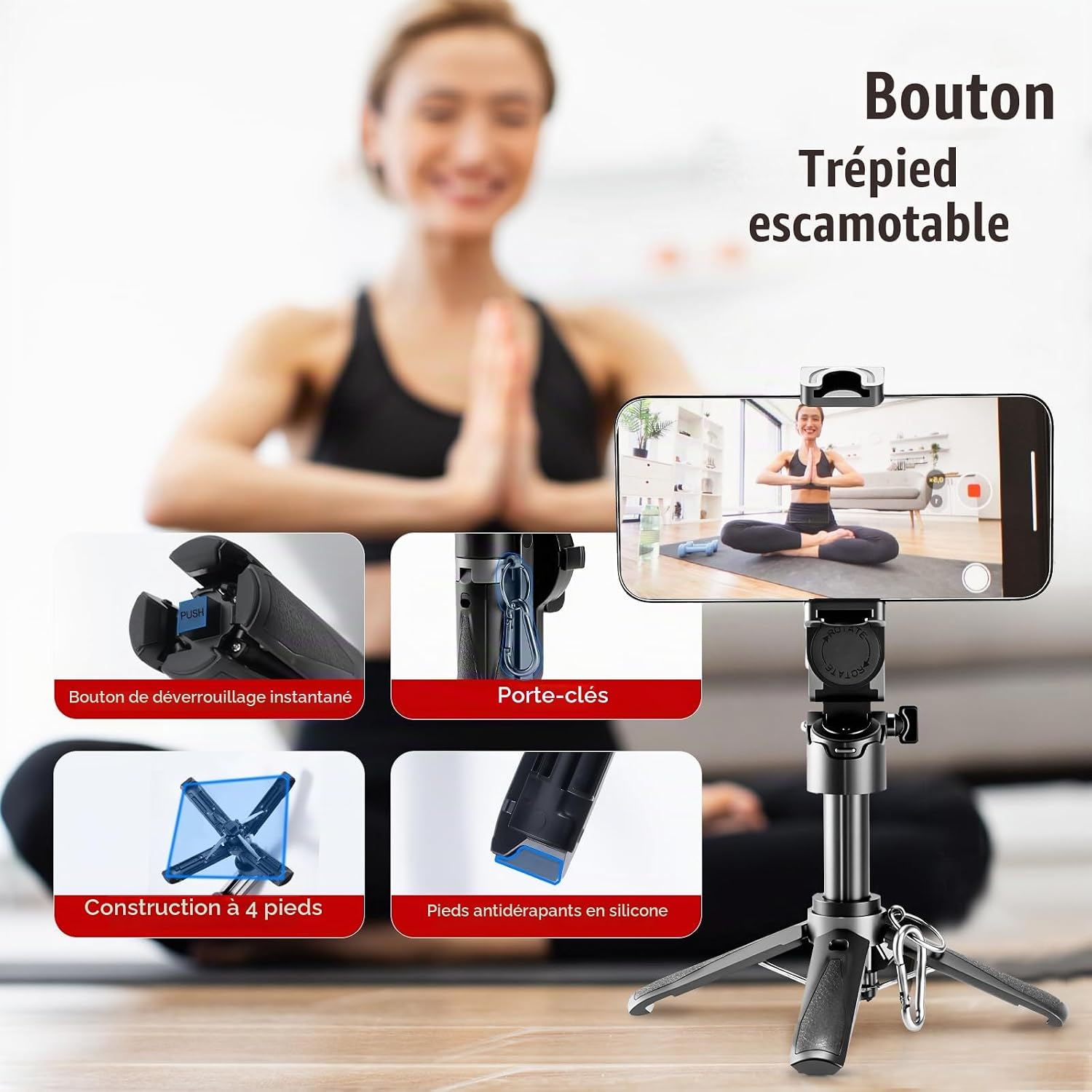 Thumbnail 4 de Jaxiyun Selfie Stick: magnetisch 4-in-1 mini-statief met bluetooth-afstandsbediening