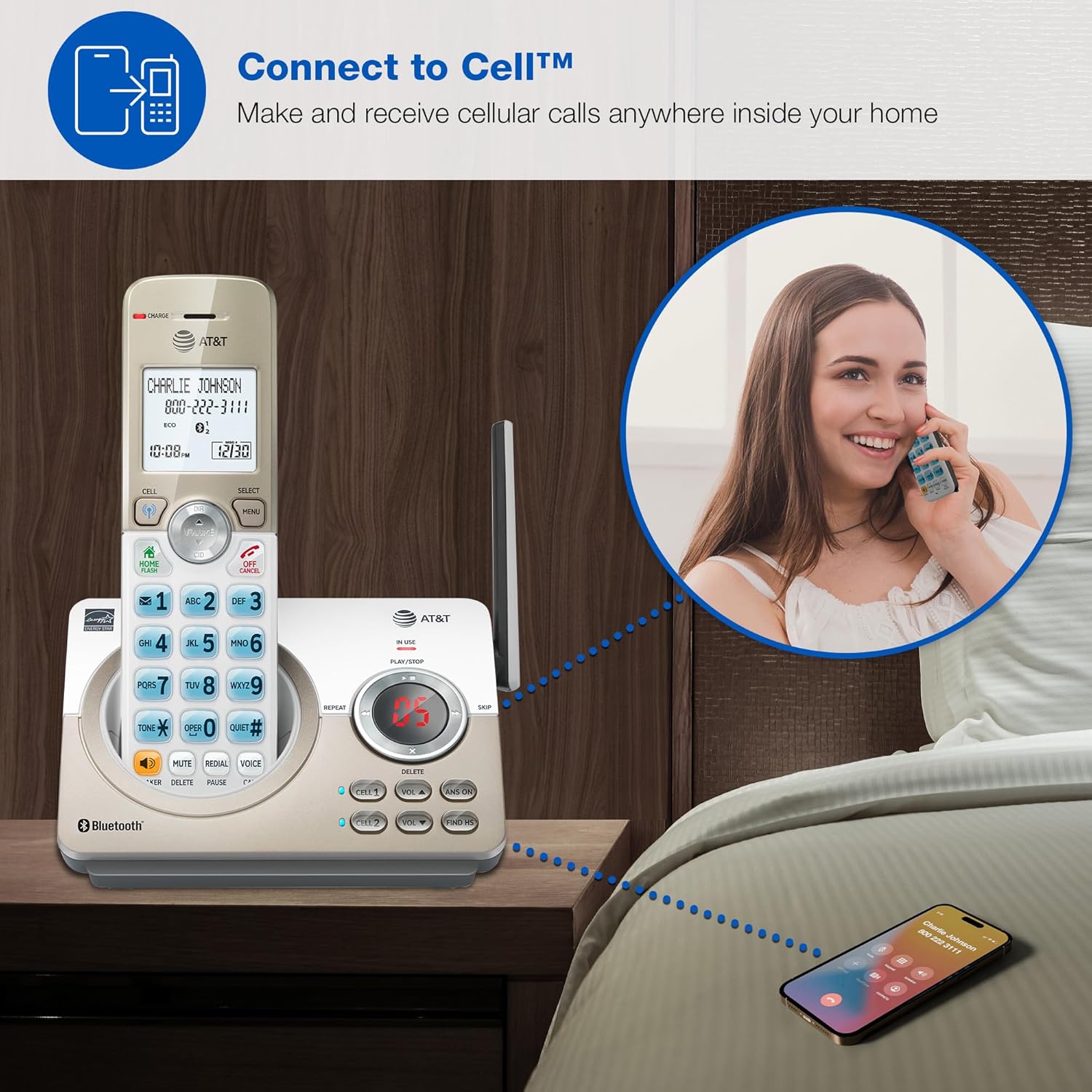 Detalle de AT&T DL72319 DECT 6.0 3-Handset Cordless Phone 📞
