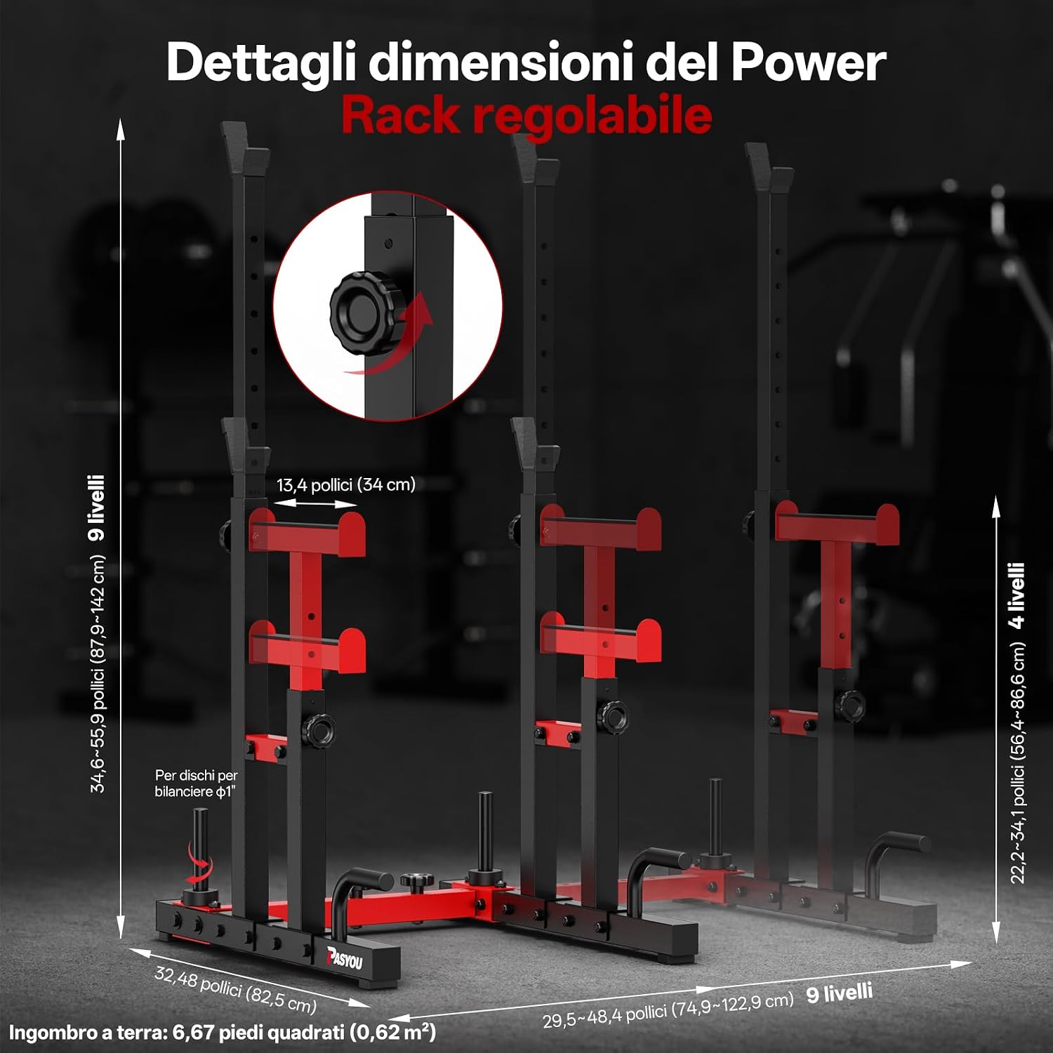 Thumbnail 6 de PASYOU Squat Rack Palestra Multifunzione: rack regolabile per squat, panca e allenamento completo