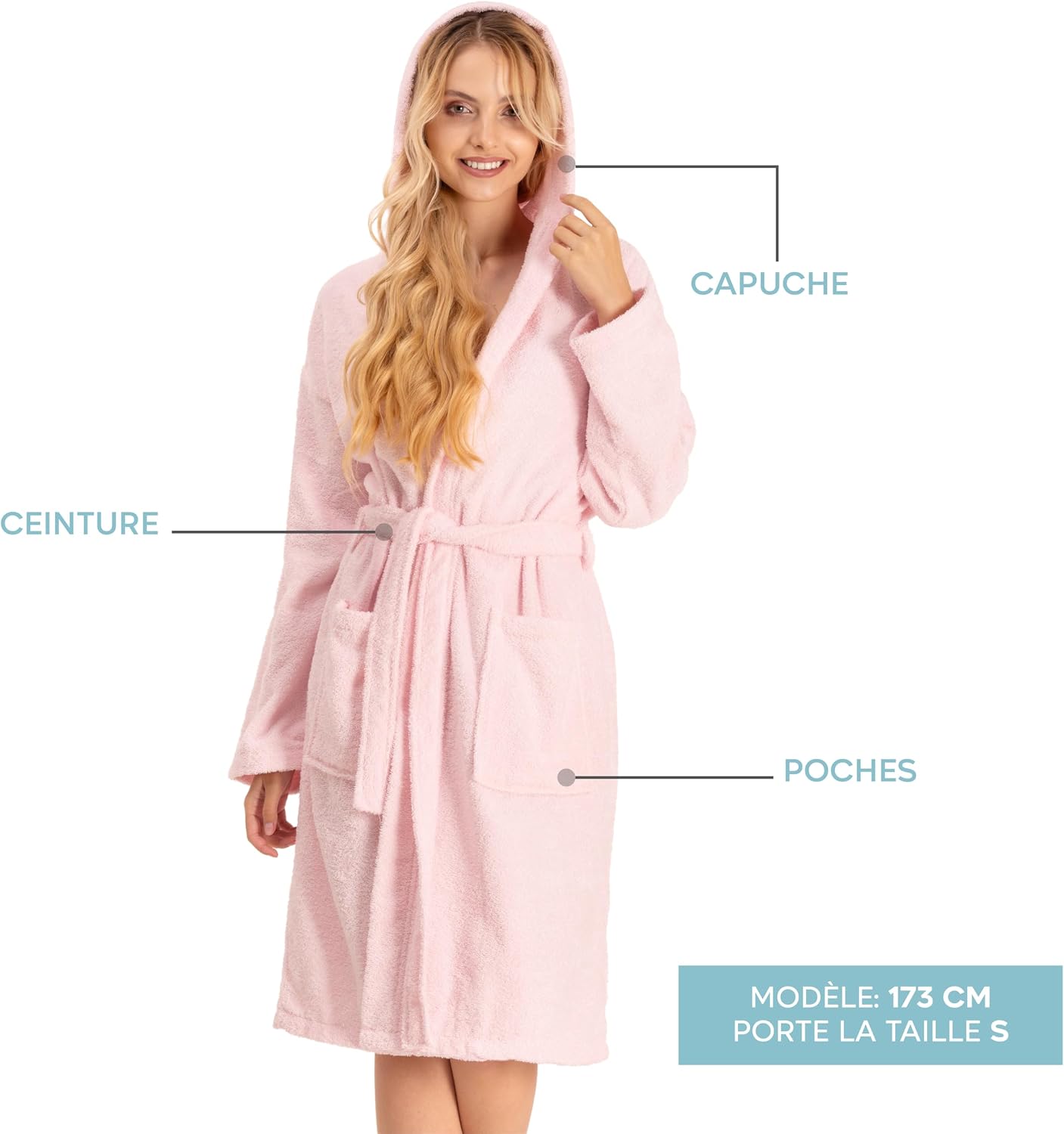 Detalle 1 de Twinzen Peignoir de Bain Femme coton 350gsm