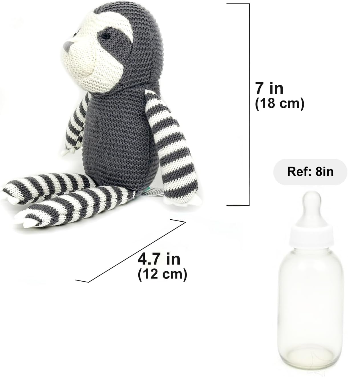 Thumbnail 1 de FLUFFYFUN 100% Organic Cotton Grey Sloth Teddy – 7.1in newborn plush