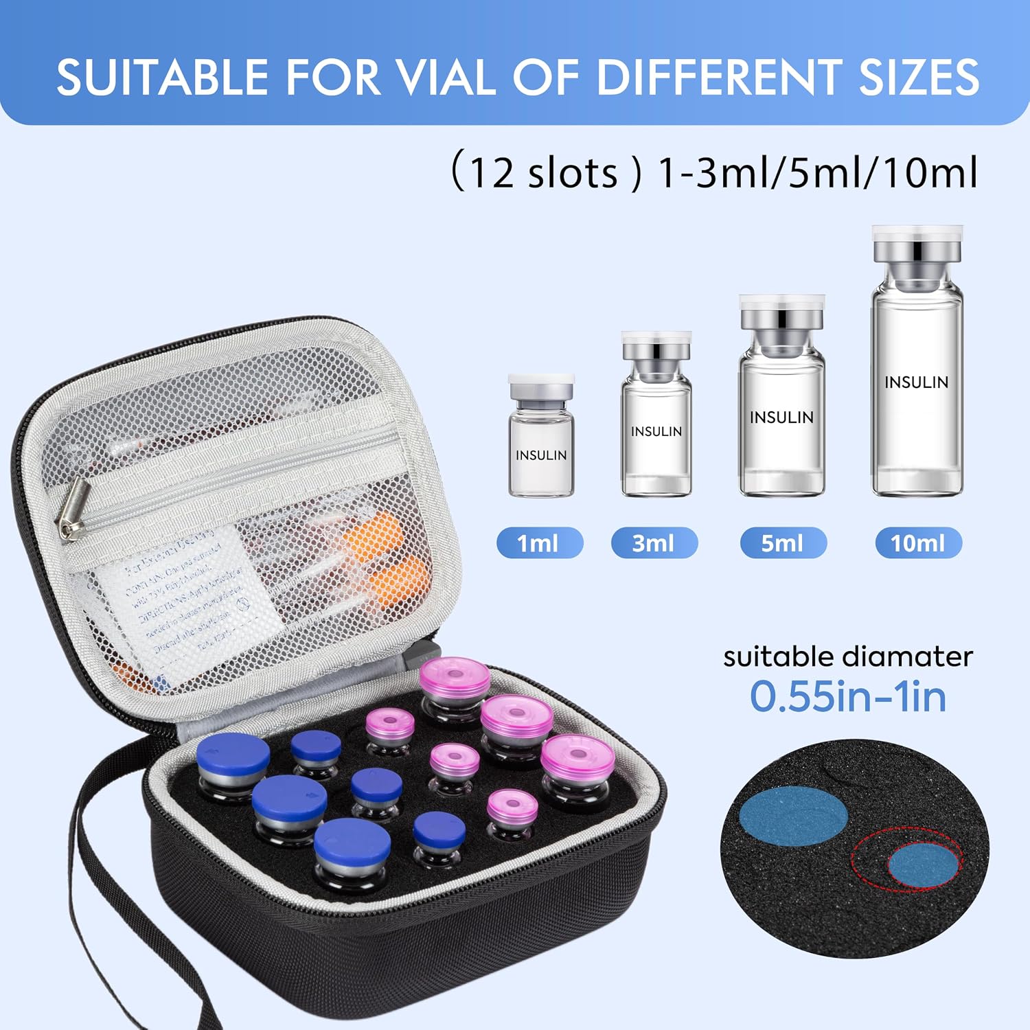 Thumbnail 1 de Vamctry 12-Slot Fridge Peptide & Insulin Vial Case
