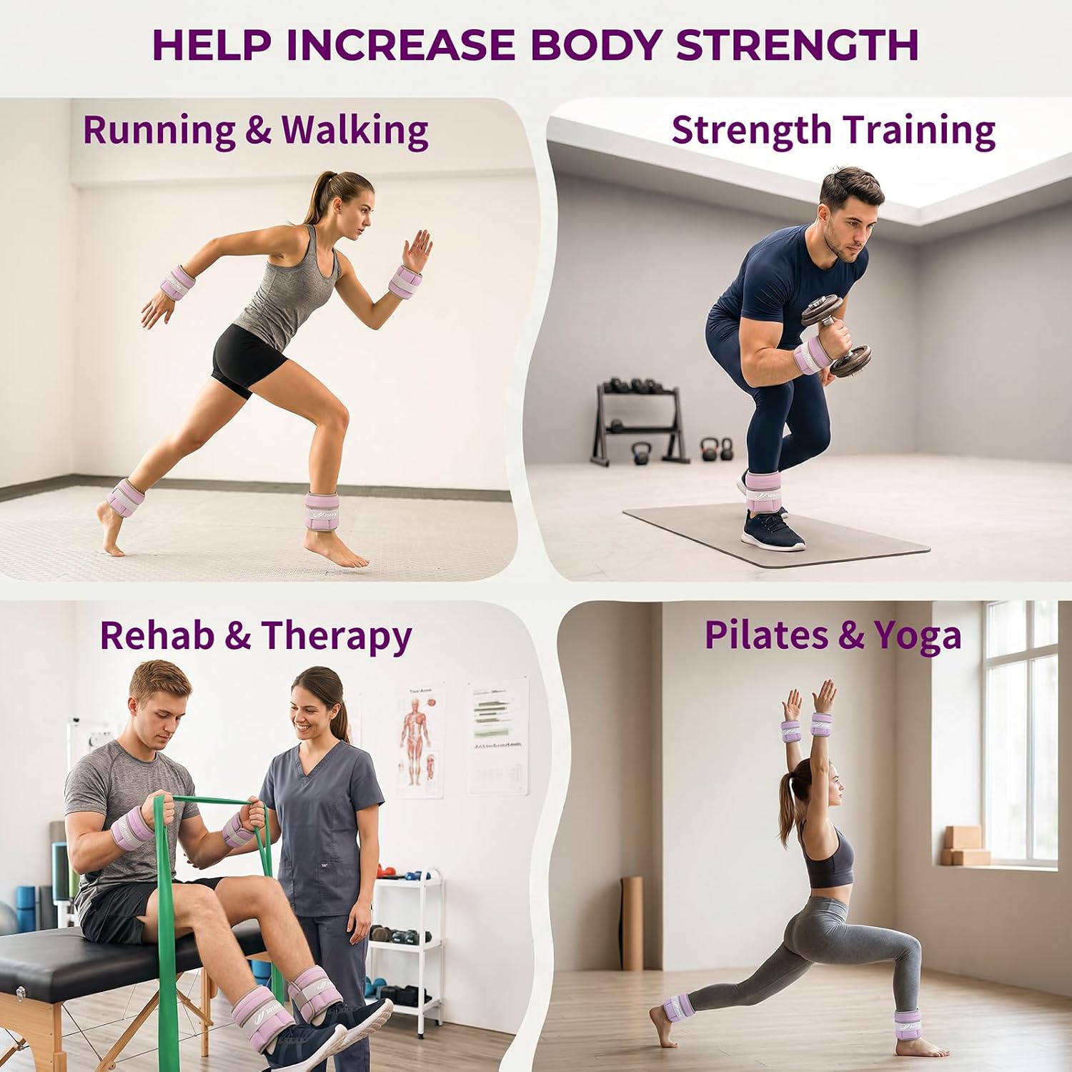 Thumbnail 4 de Adjustable Ankle Weights (1 Pair) for Walking, Running & Physical Therapy — Removable 0.5 lb Sand Pockets (up to 5 lbs per pair)