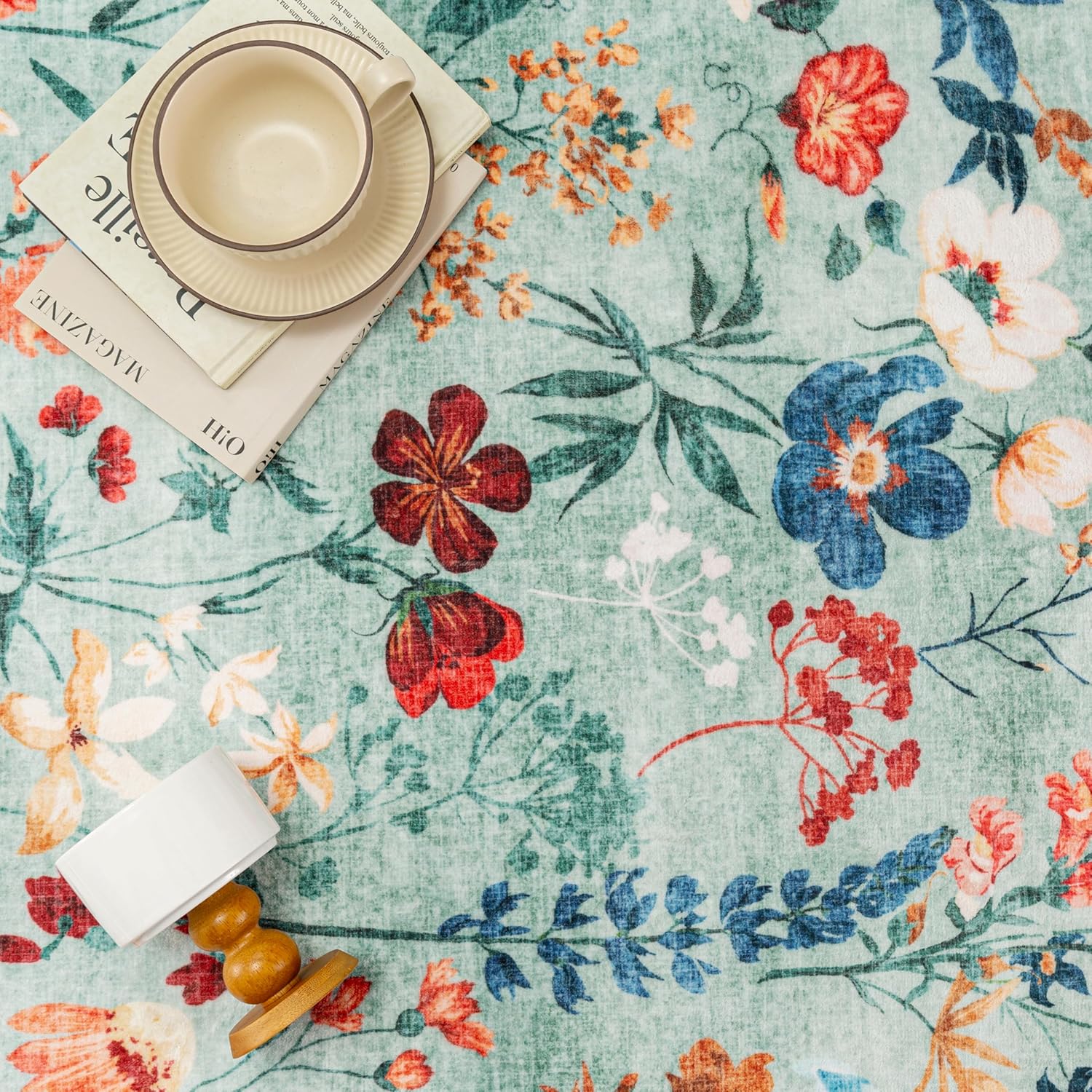 Thumbnail 6 de HUGEAR waschbarer Teppich mit Blumenmuster (200x300 cm) – rutschfest für Wohnzimmer, Schlafzimmer & Büro