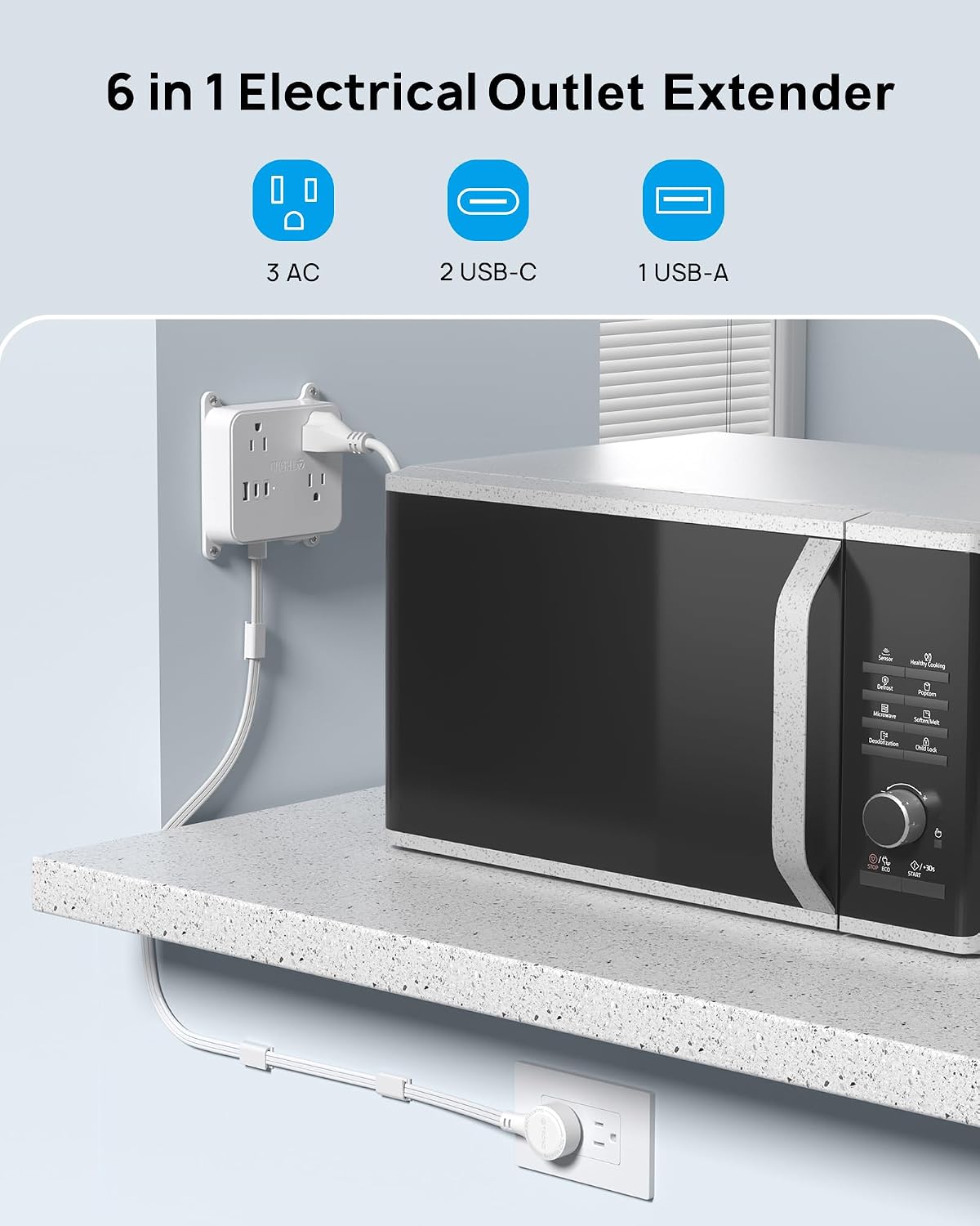 Detalle 2 de TROND outlet extender with 2 USB-C ports