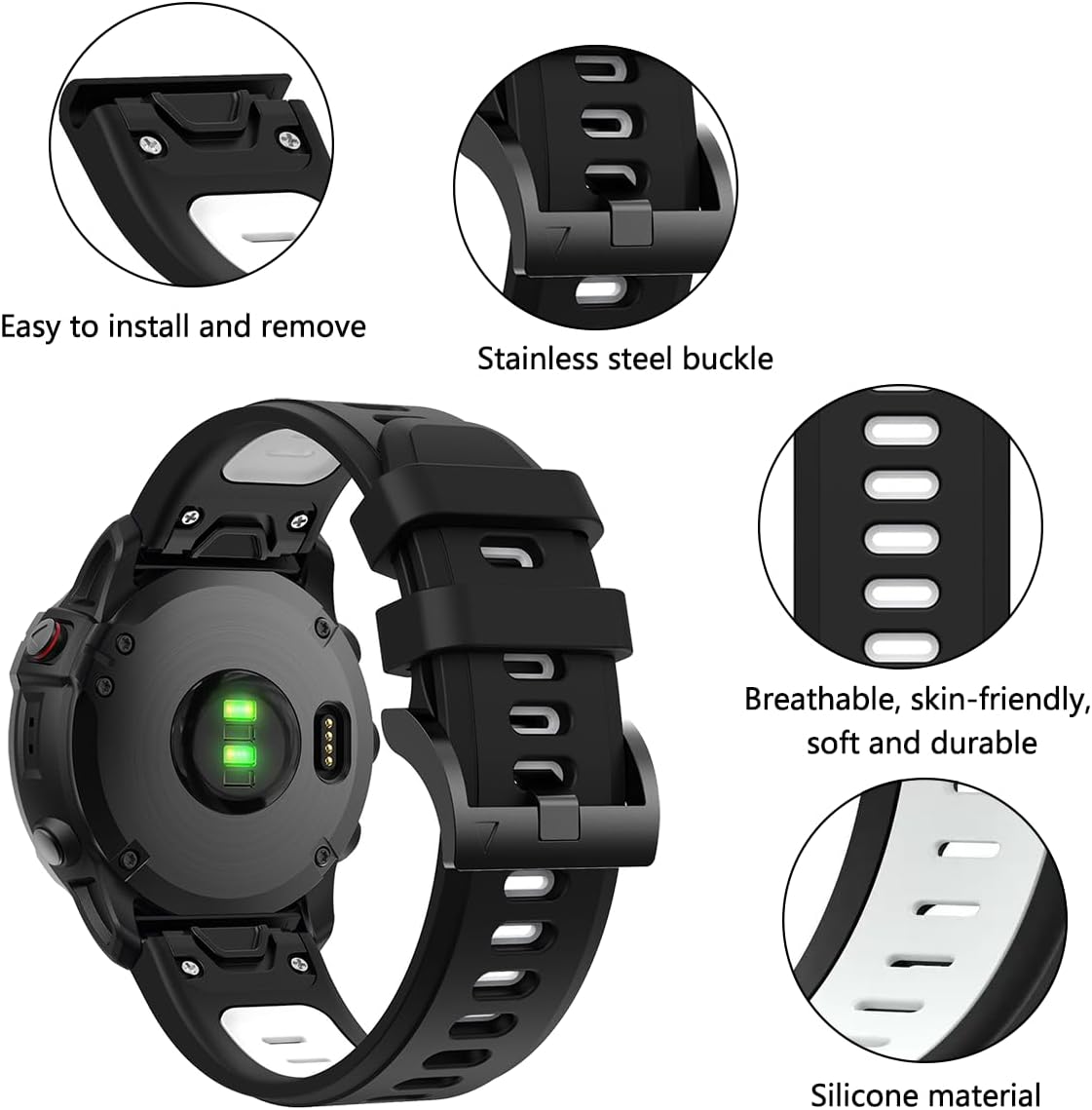 Thumbnail 2 de FiiMoo 22mm Silicone Strap for Garmin Descent G2/Descent G1, Fenix 8 47mm, Tactix 8 47mm and More