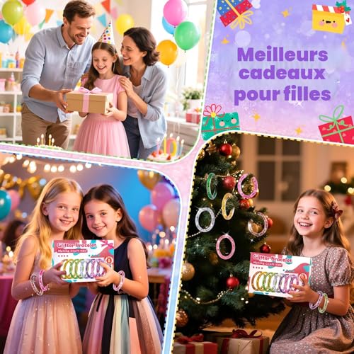 Detalle de Cadeau Bracelet Fille 5–9 ans par lelechong — Coffret Bracelet Paillettes pour activités manuelles