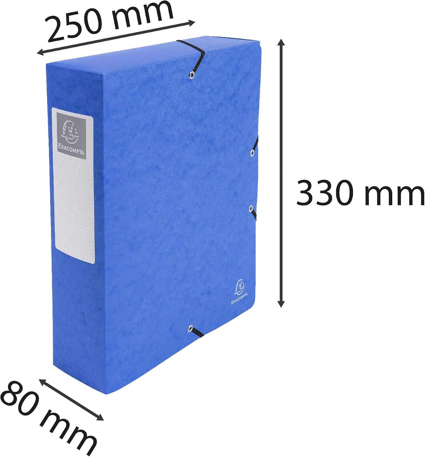 Detalle 2 de Exacompta Ref. 50832E – Boîte de classement avec élastiques Exabox en carte lustrée 600 g/m², 25 × 33 cm, dos 80 mm, bleu