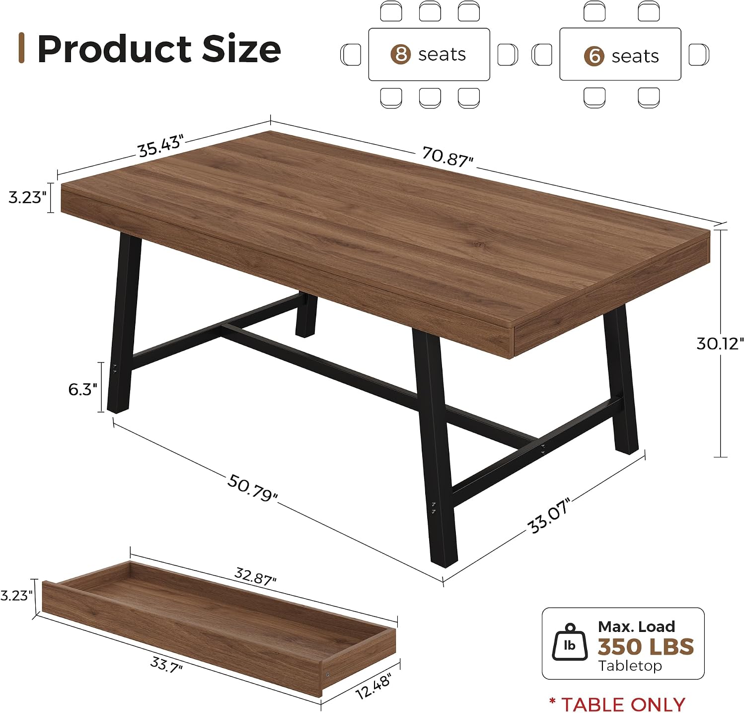 Detalle 2 de Dining Table 70.87-Inch
